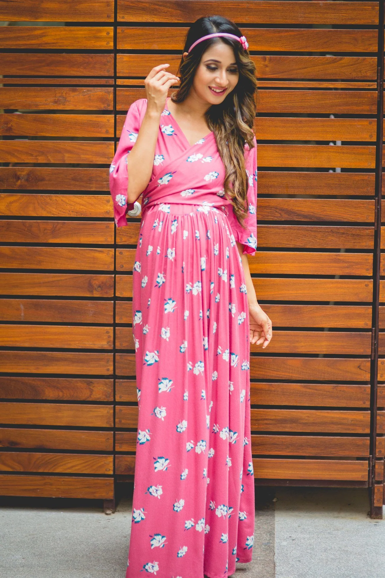 Pink Glow Lilly Maternity & Nursing Wrap Dress - Chenance