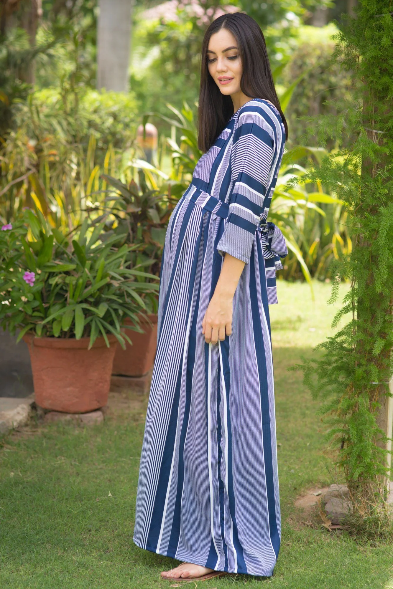 Nautical Crepe Maternity & Nursing Maxi - Chenance
