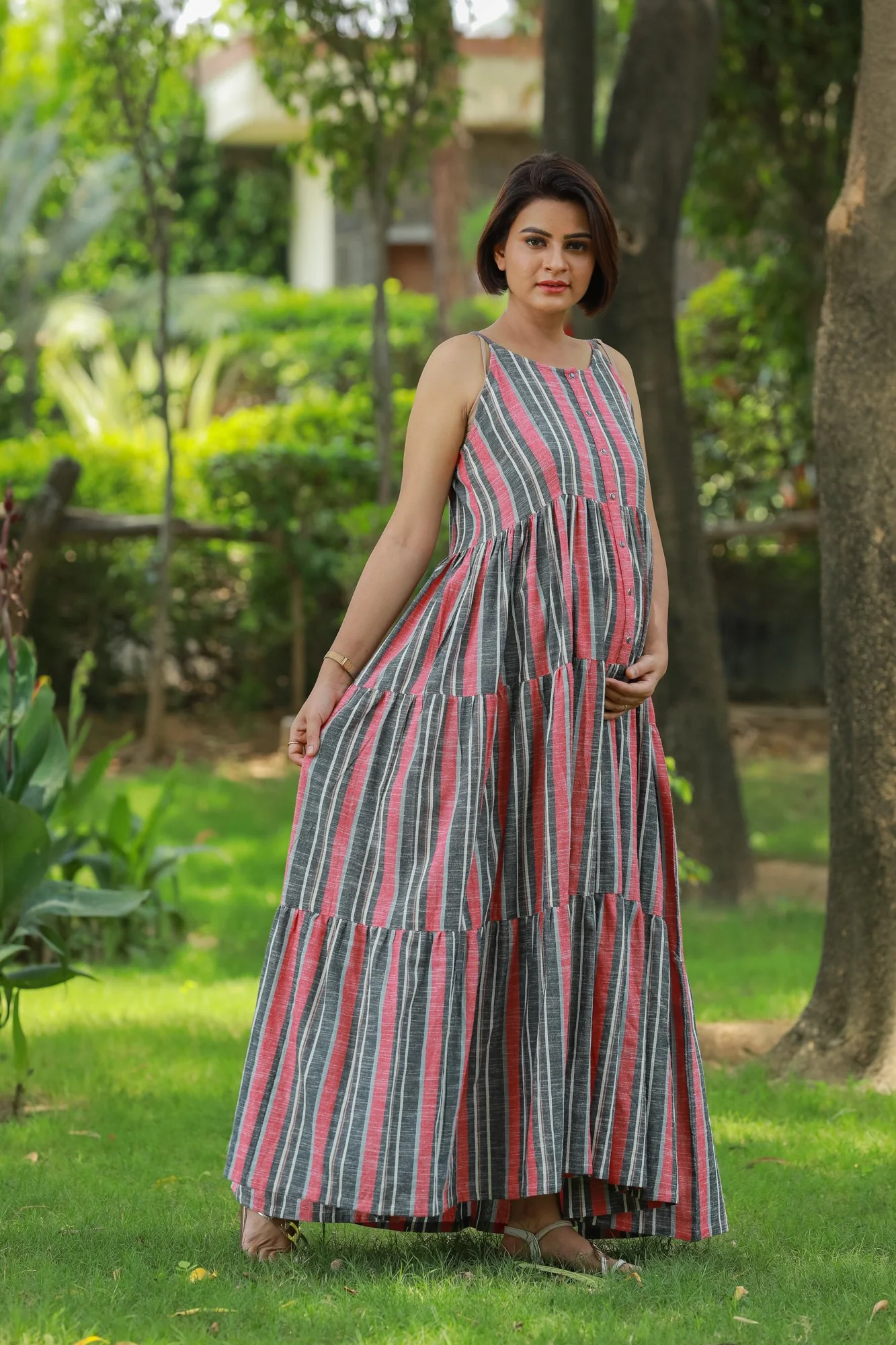 Boho Striped Maternity & Nursing Layer Dress - Chenance