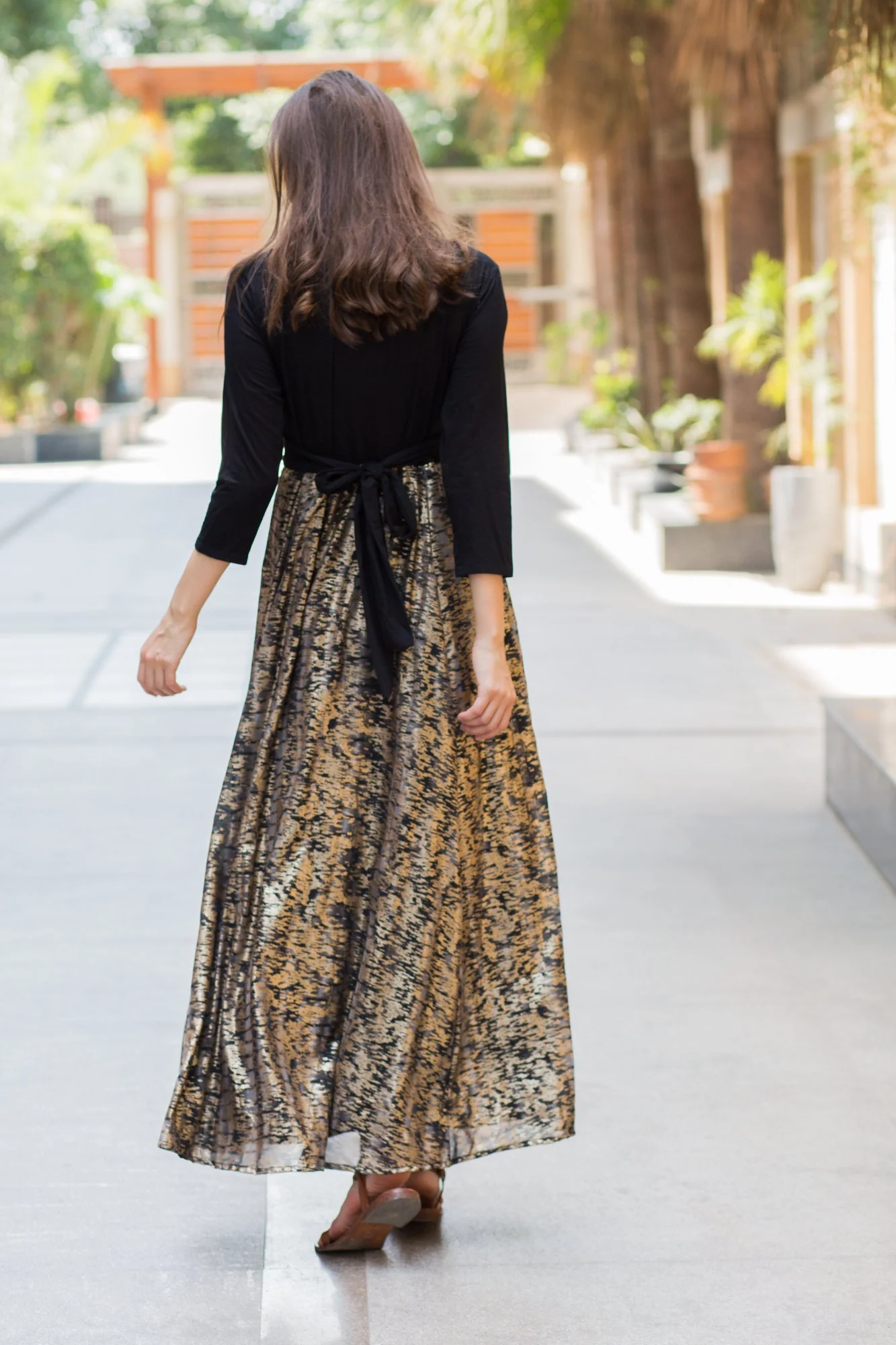 Luxe Gold Maternity & Nursing Wrap Dress - Chenance