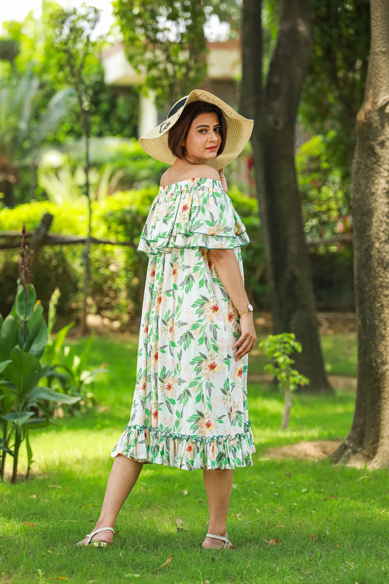 Olive Green Off-Shoulder Maternity Maxi - Chenance