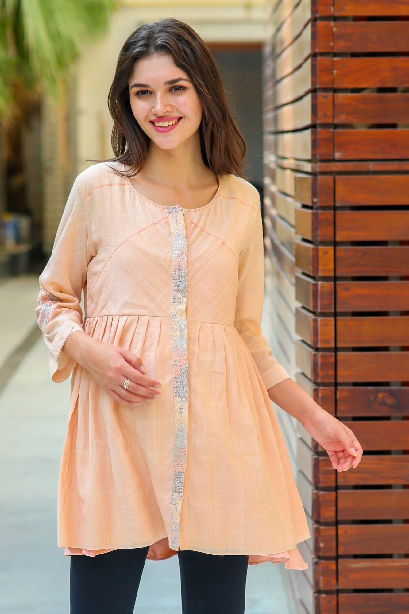 Premium Sujni Moon Patch Peach Maternity & Nursing Top - Chenance