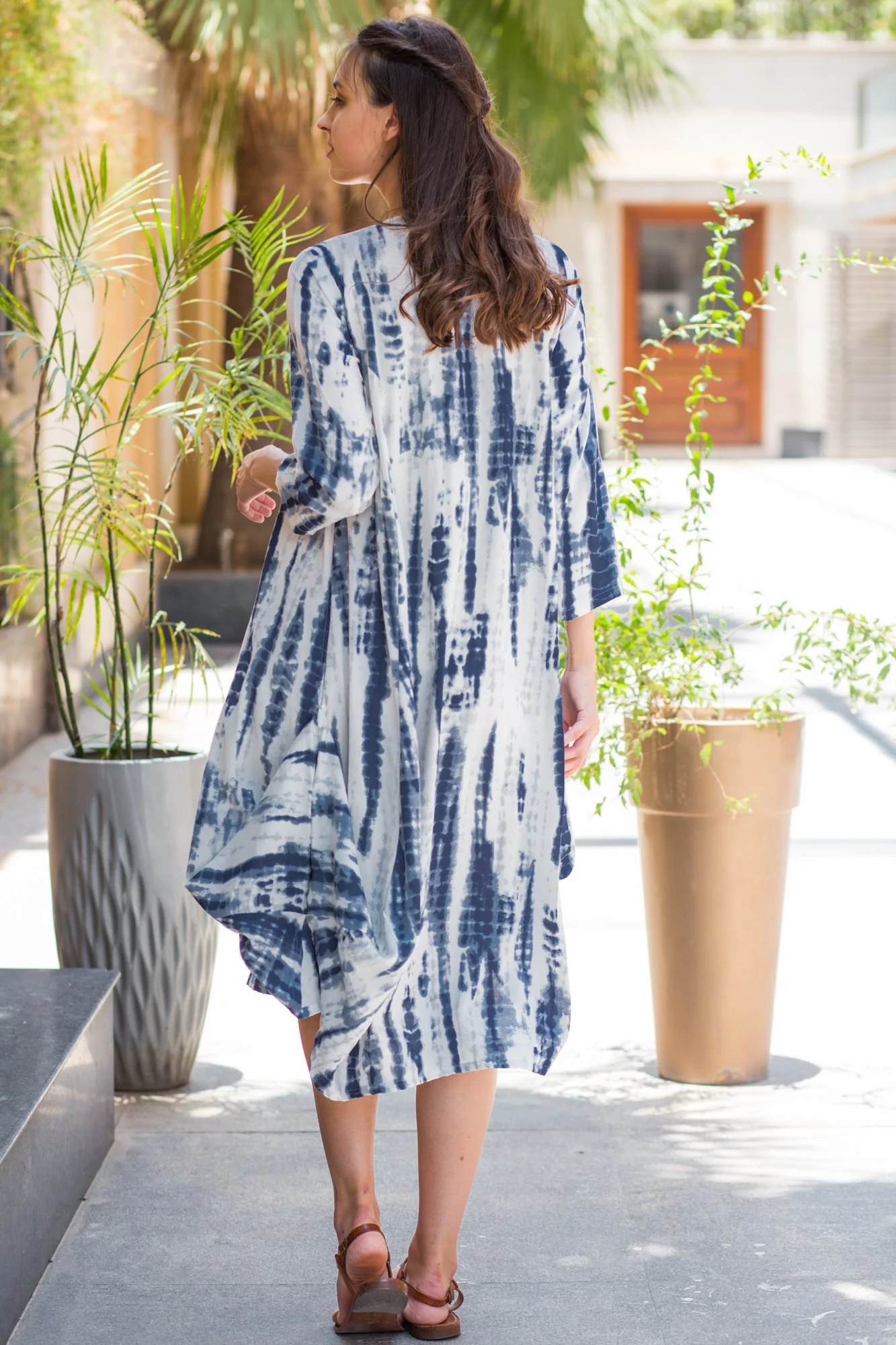 Blue Tie-Dye Cowl Maternity & Nursing Dual Dress Kurta - Chenance