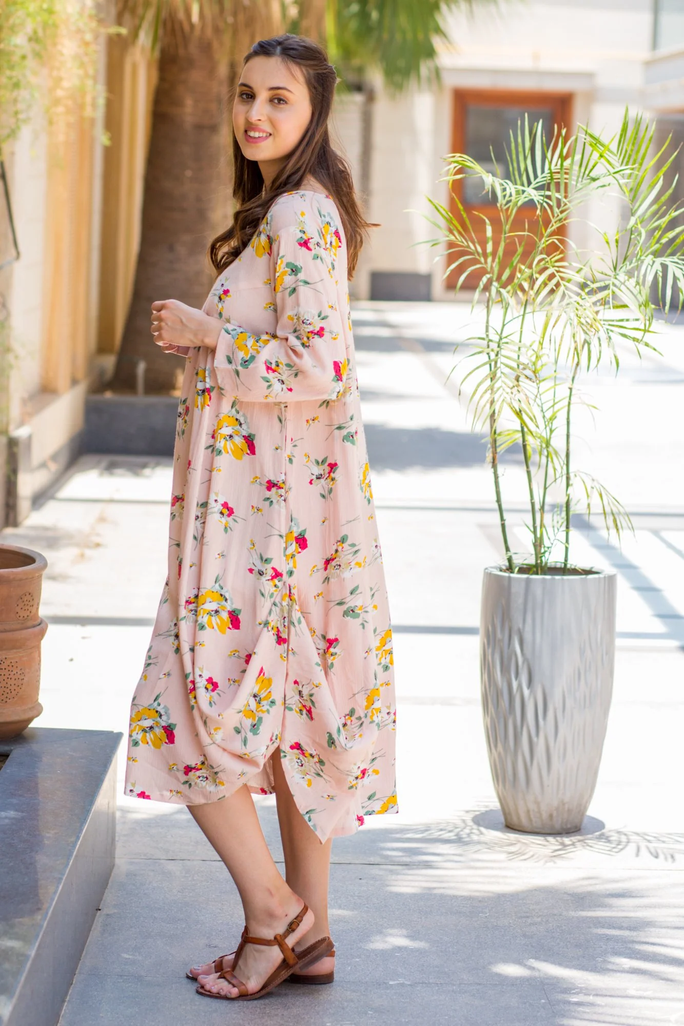 Salmon Cowl Maternity & Nursing Dual Dress Kurta - Chenance