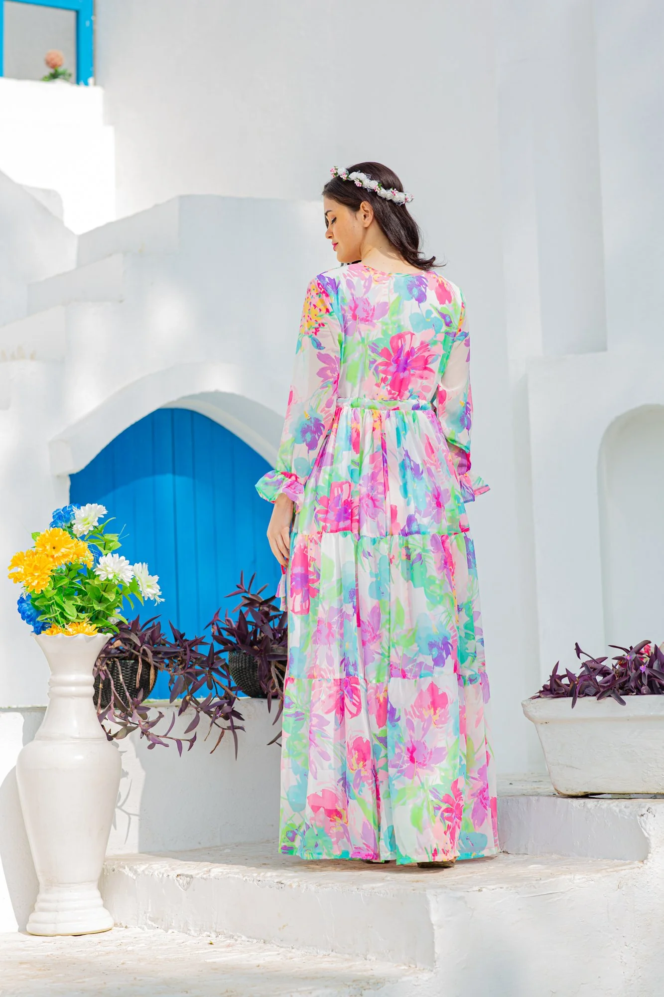 Calm Blossom Maternity & Nursing Layer Dress - Chenance