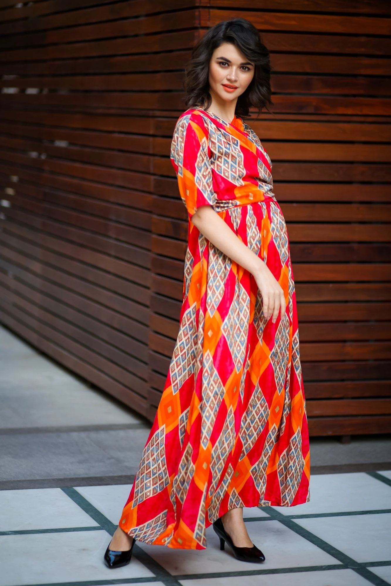 Trinity Orange Maternity & Nursing Wrap Dress - Chenance