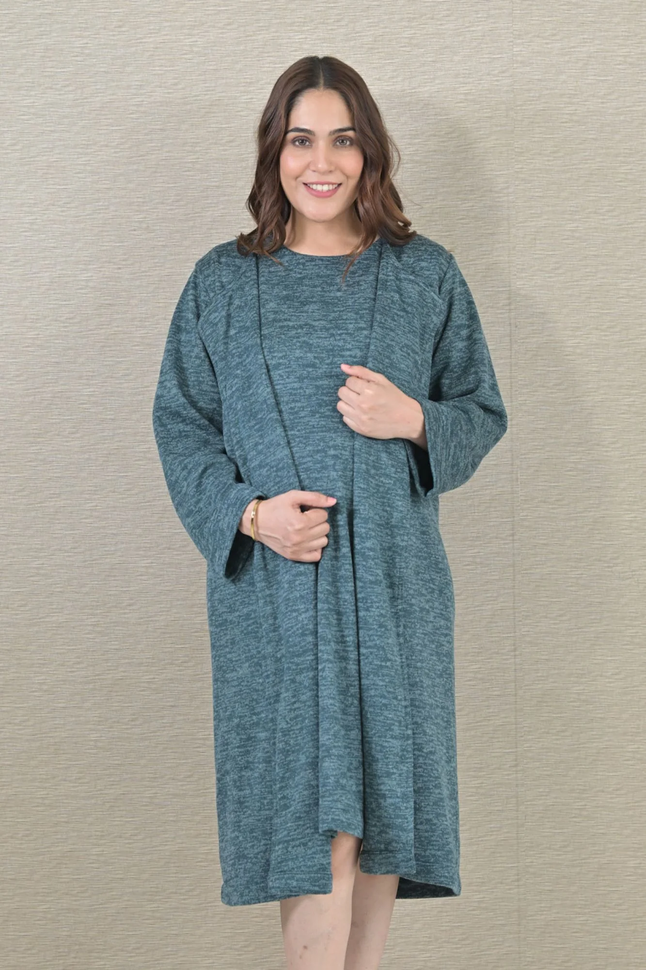 Warm Ocean Green Maternity Winter Cover Up - Chenance