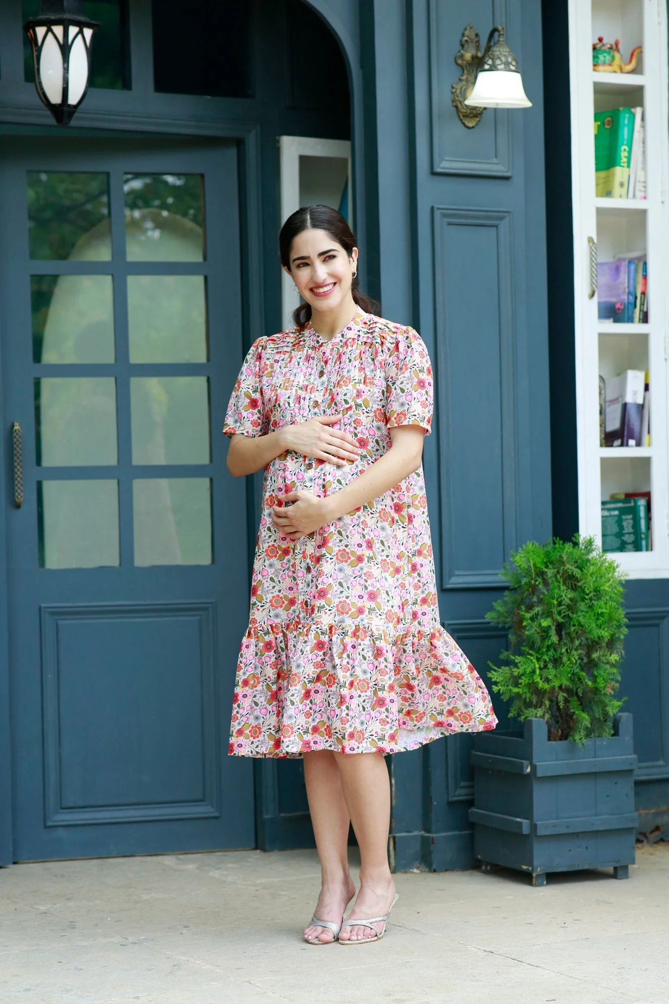Quirky Amber Floral Punch Maternity & Nursing Dress - Chenance
