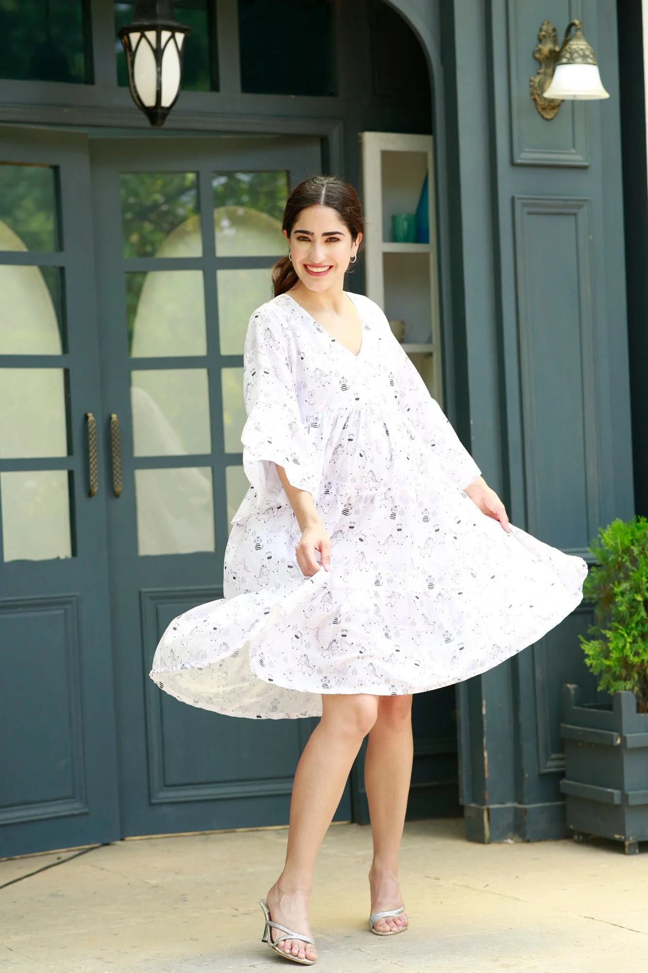 Lovable Cheeky Maternity & Nursing Frill Dress - Chenance