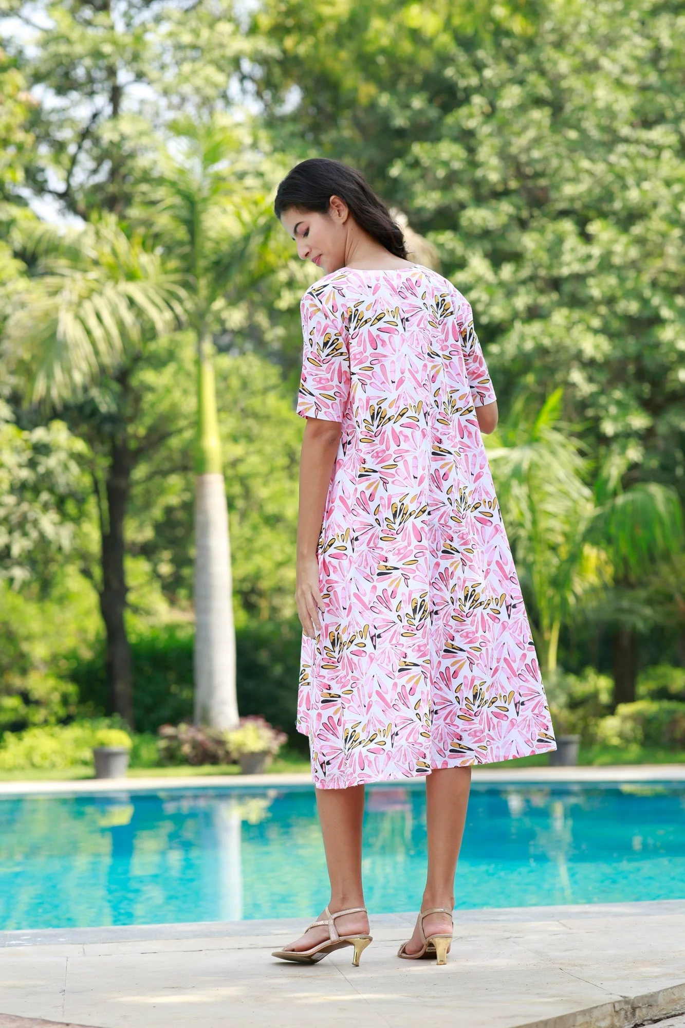 Peppy Pink Floral Shoulder Snap Maternity & Nursing Dress - Chenance