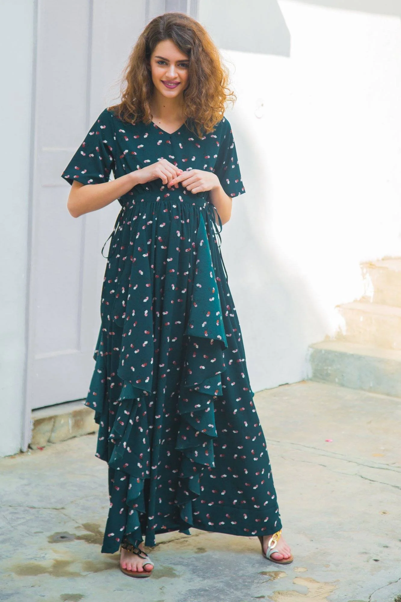 Jade Floral Luxe Maternity Flow Dress - Chenance