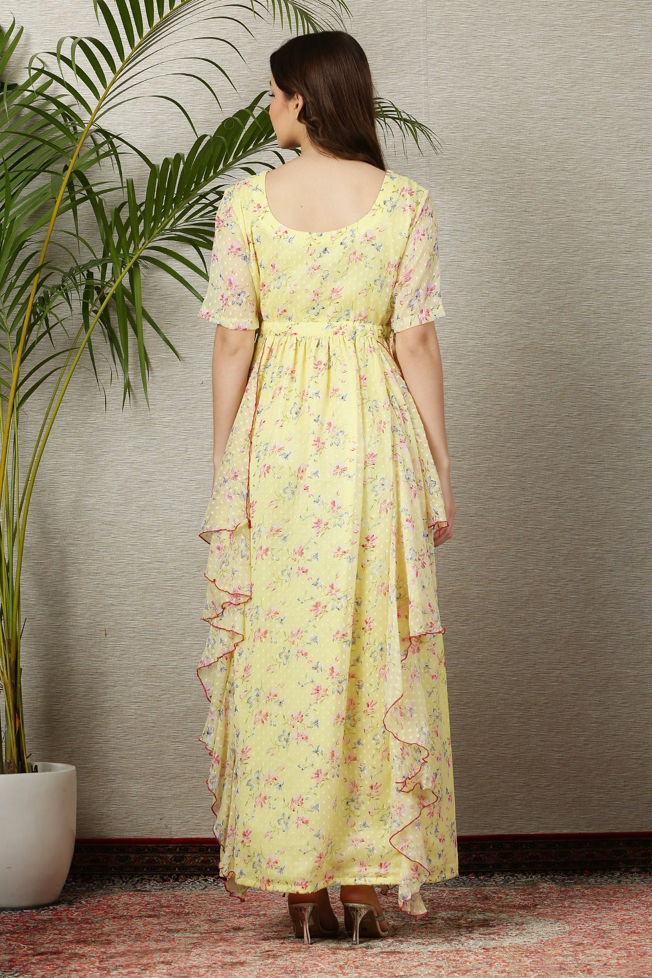 Calm Lemony Floral Maternity Flow Dress - Chenance