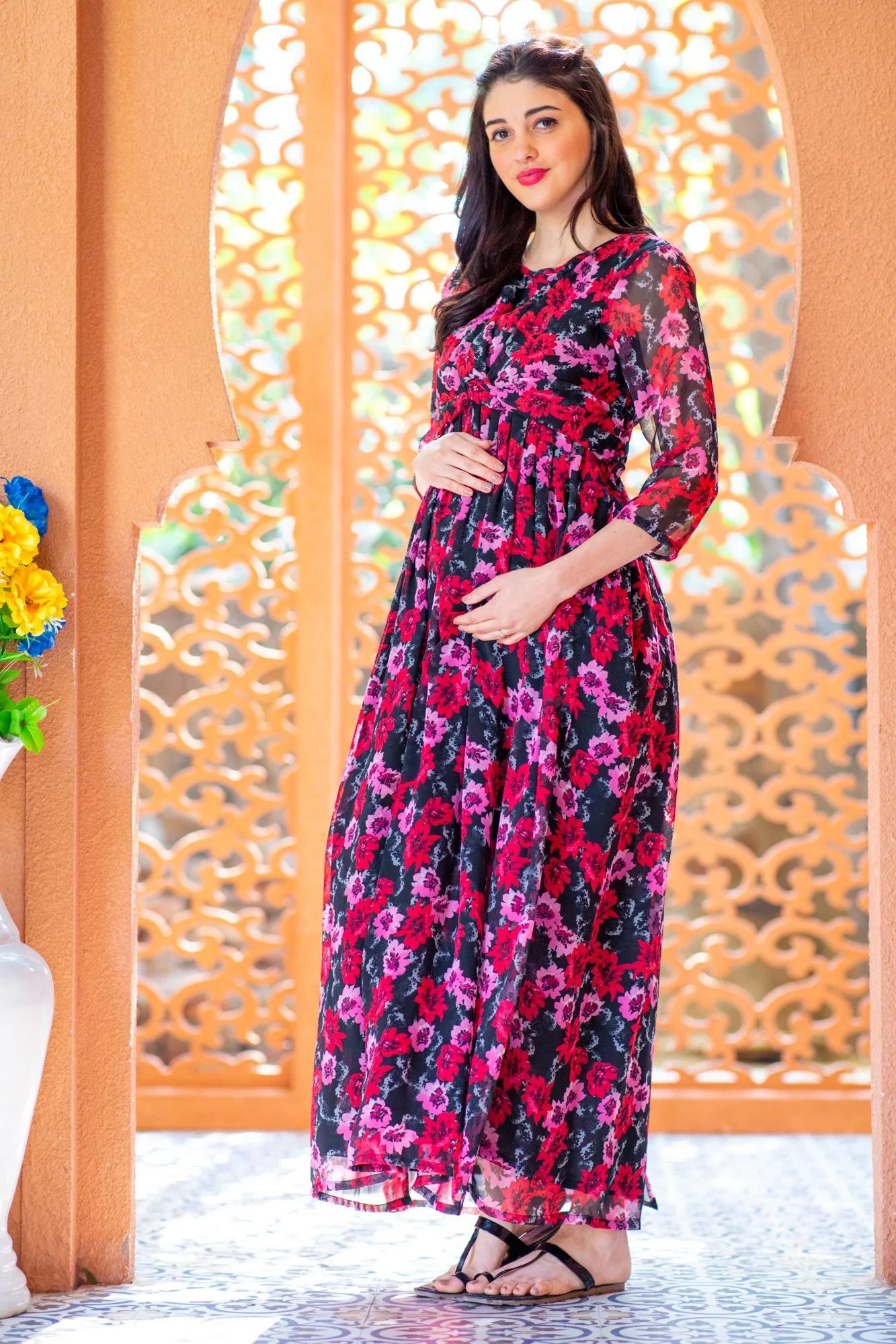 Noir Rose Maternity Knot Dress - Chenance