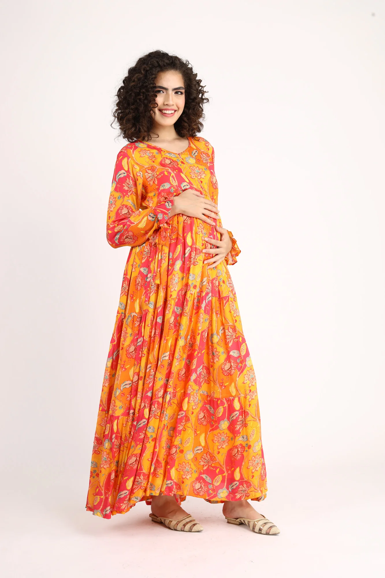 Pumpkin Red Maternity & Nursing Layer Dress - Chenance