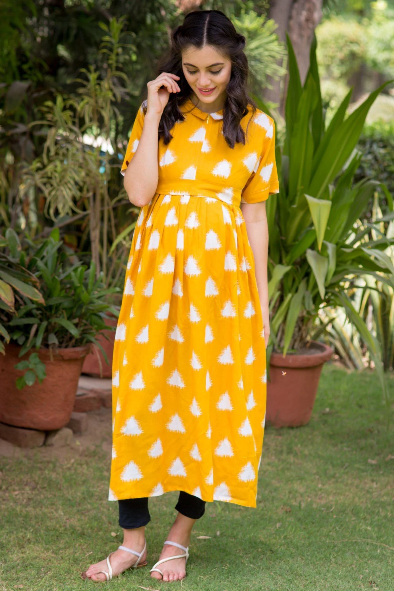 Canary Triangle Maternity & Nursing Dress - Chenance