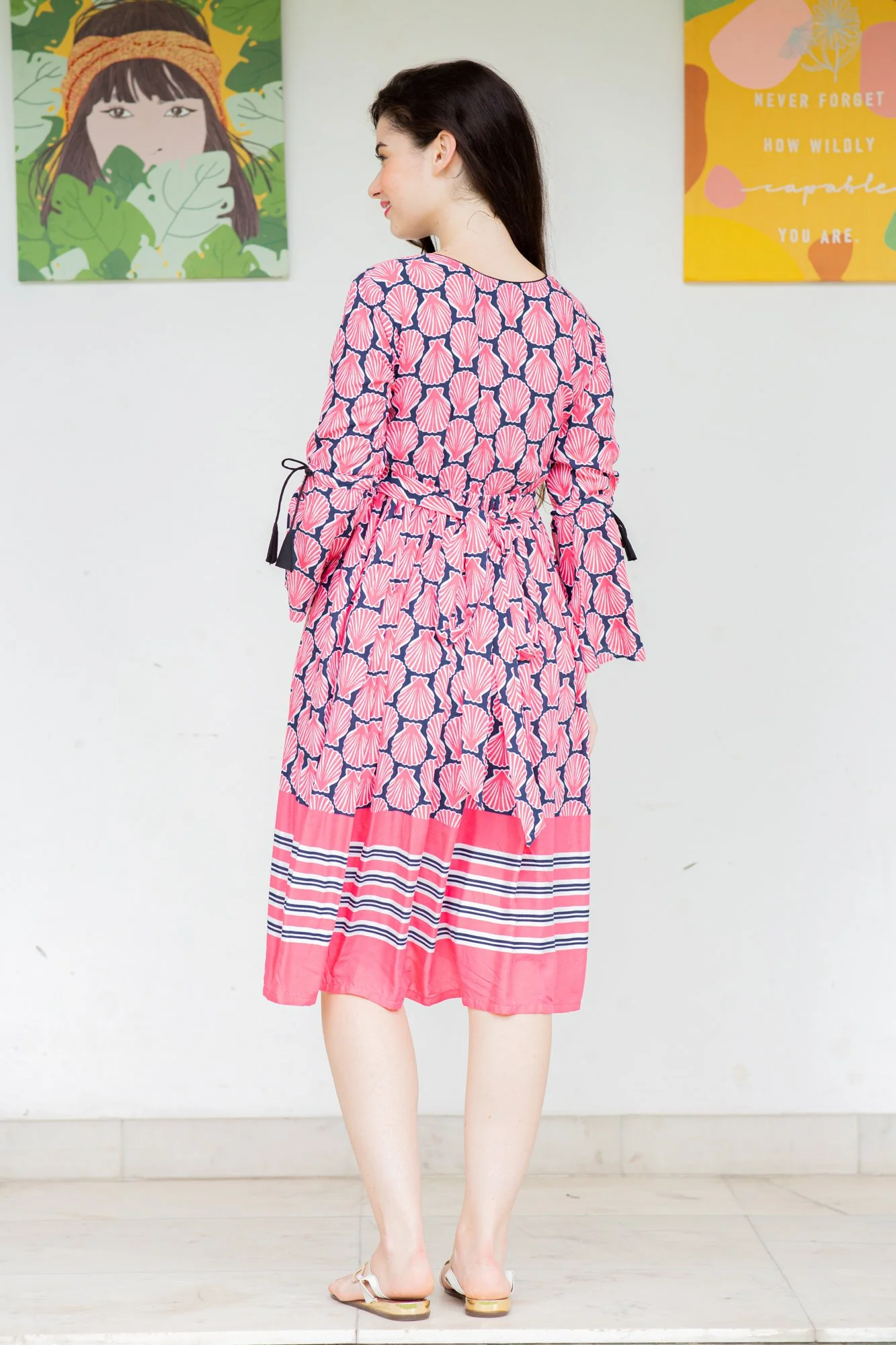 Sea Shells Front Zip Maternity & Nursing Dress - Chenance