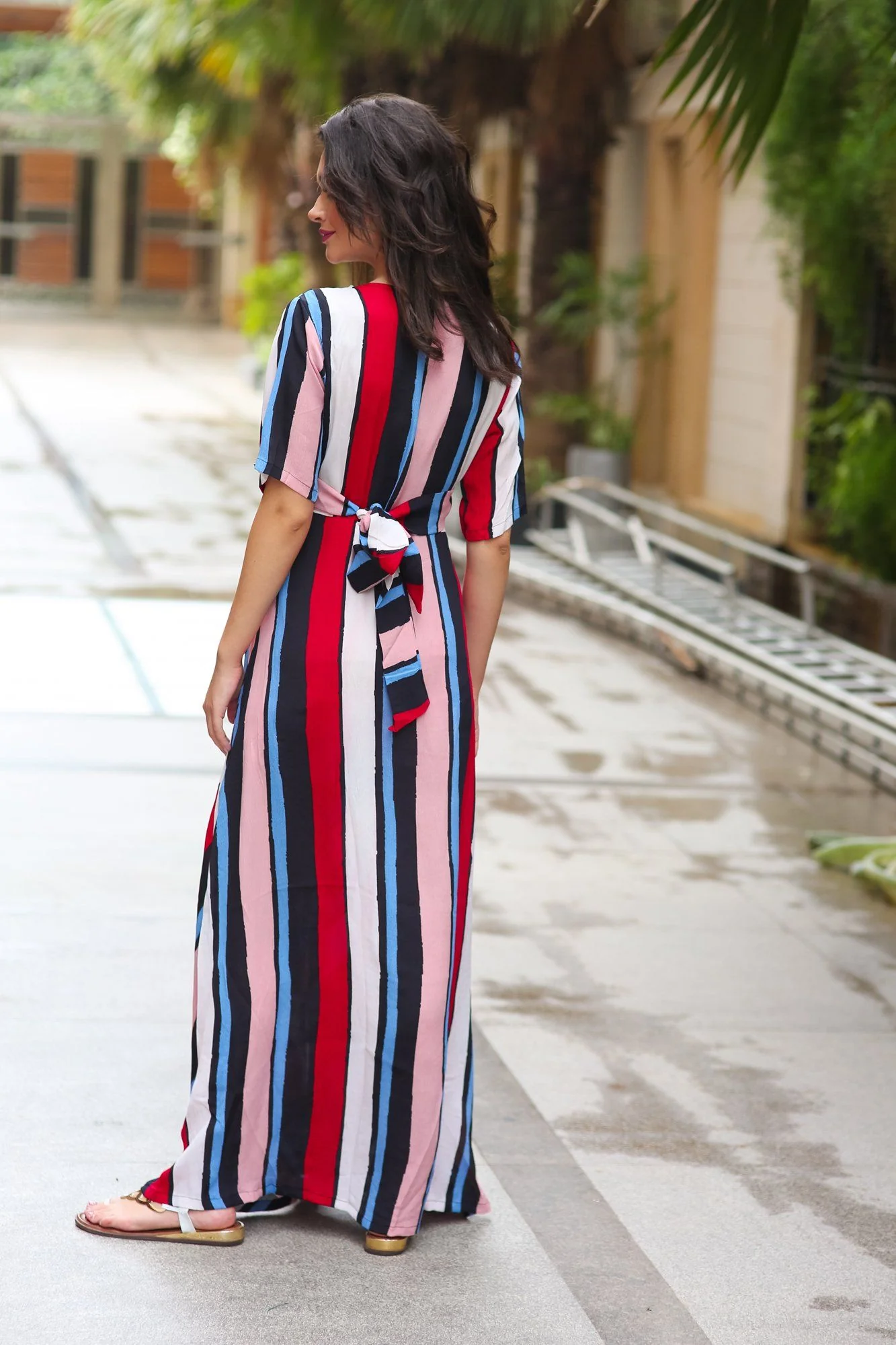 Radiant Striped Maternity & Nursing Wrap Dress - Chenance
