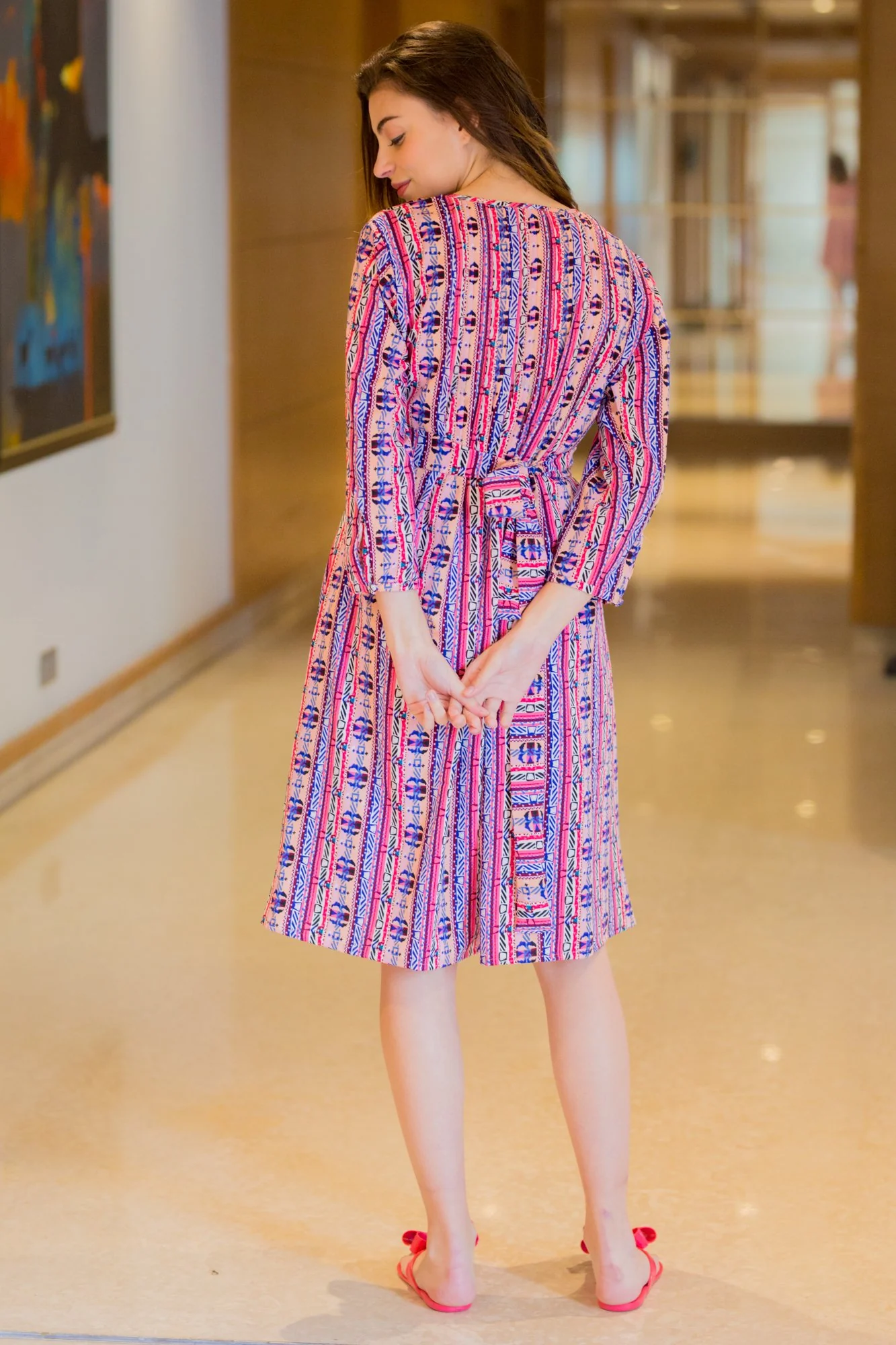 Taffy Patterned Concealed Zip Maternity & Nursing Dress - Chenance