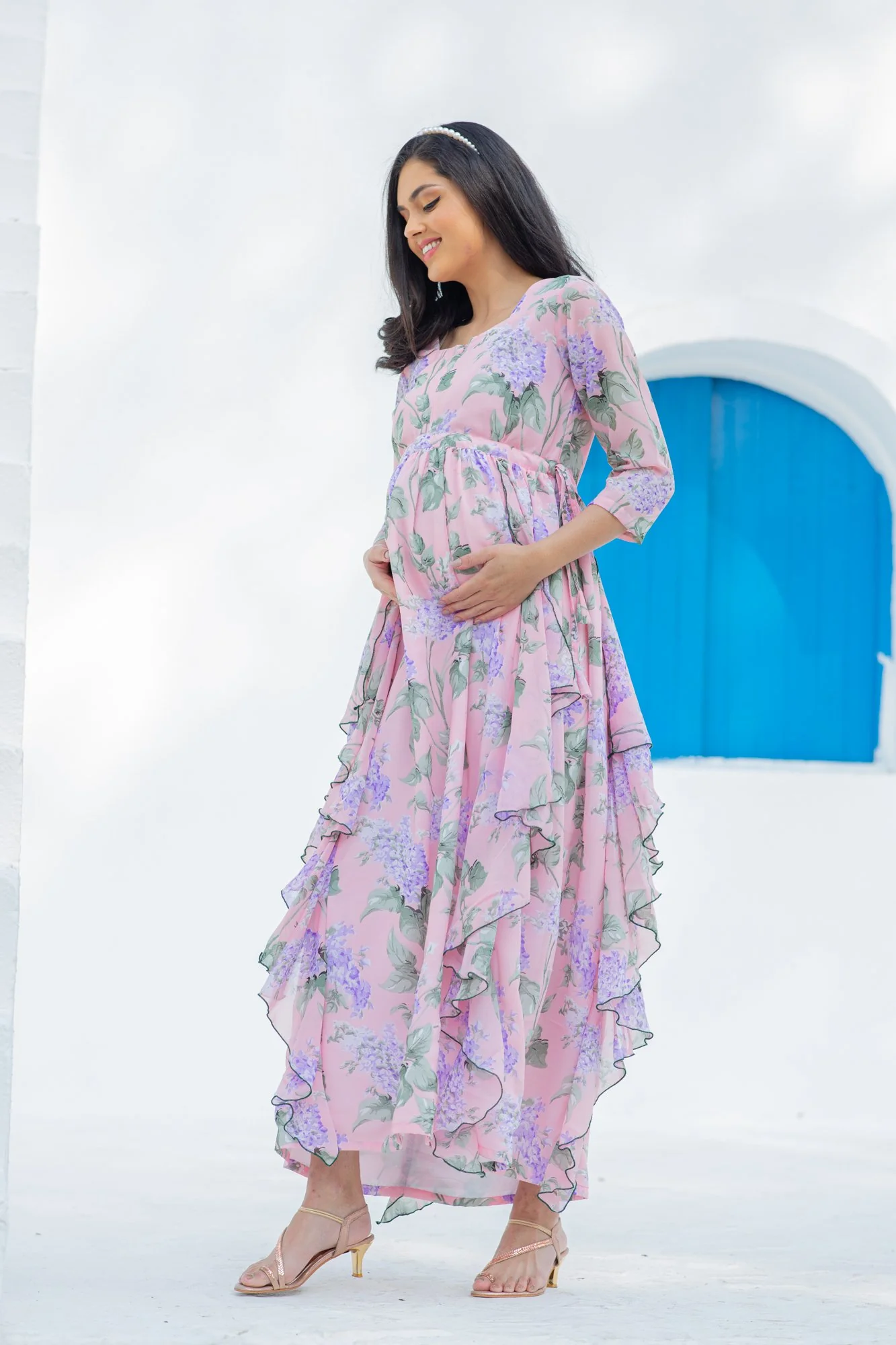 Serene Blossom Maternity & Nursing Flow Dress - Chenance