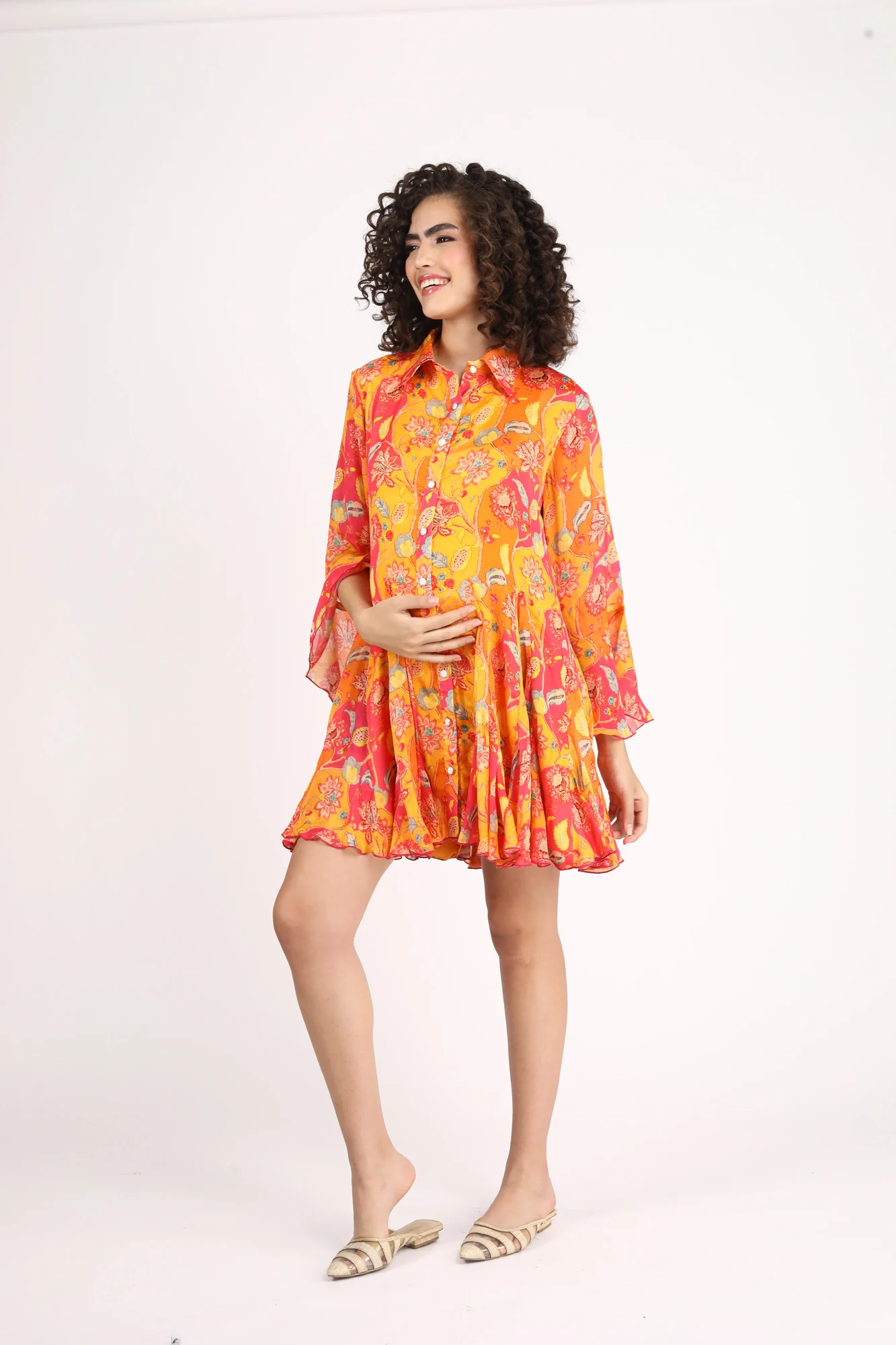 Forever Tangerine Maternity & Nursing Shirt Dress - Chenance