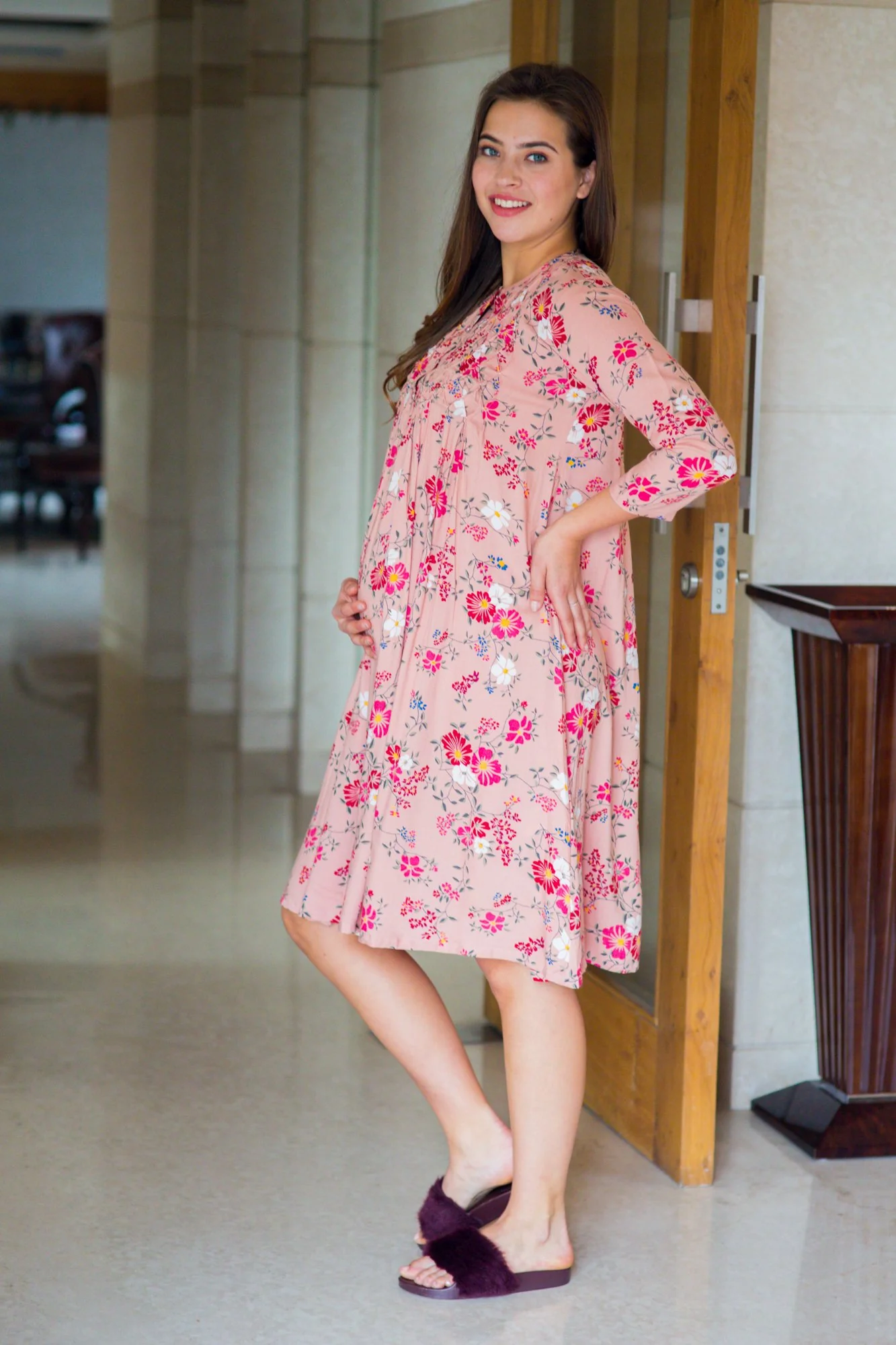 Peony Pink Maternity & Nursing Dress - Chenance