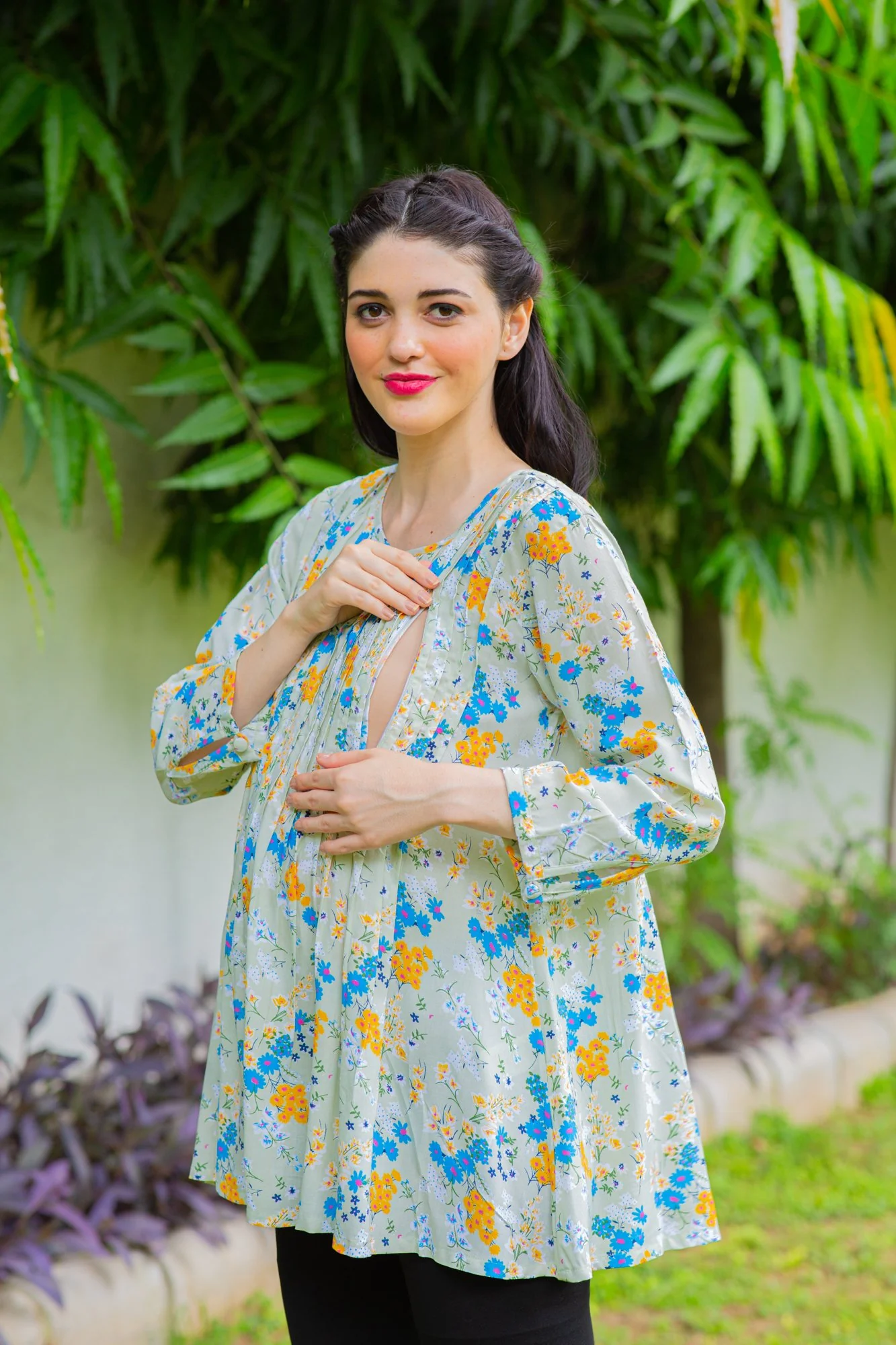 Serene Pintucks Maternity & Nursing Top - Chenance