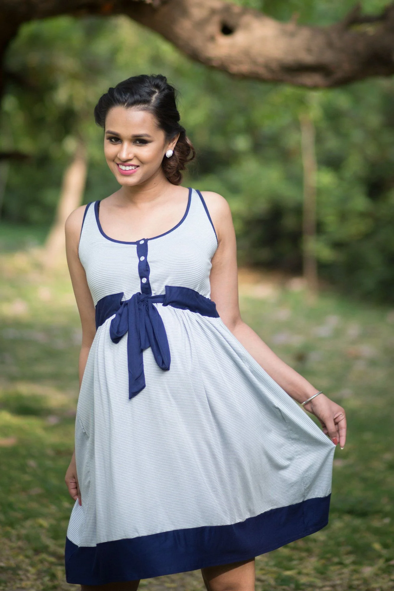 Striped Swing Nursing Dress - Chenance