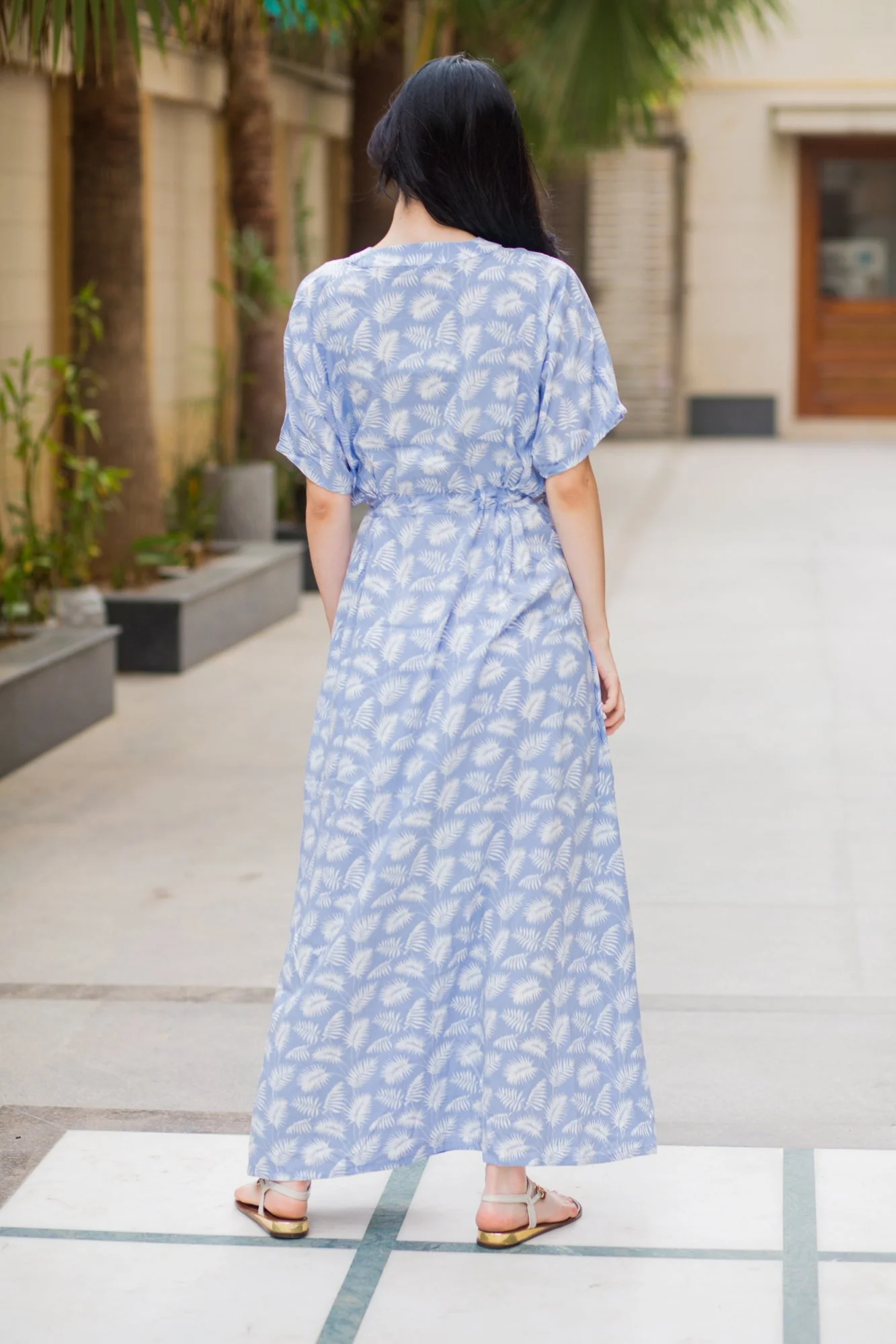 Kimono Powder Blue Maternity & Nursing Dress / Delivery Gown/ Night Dress - Chenance