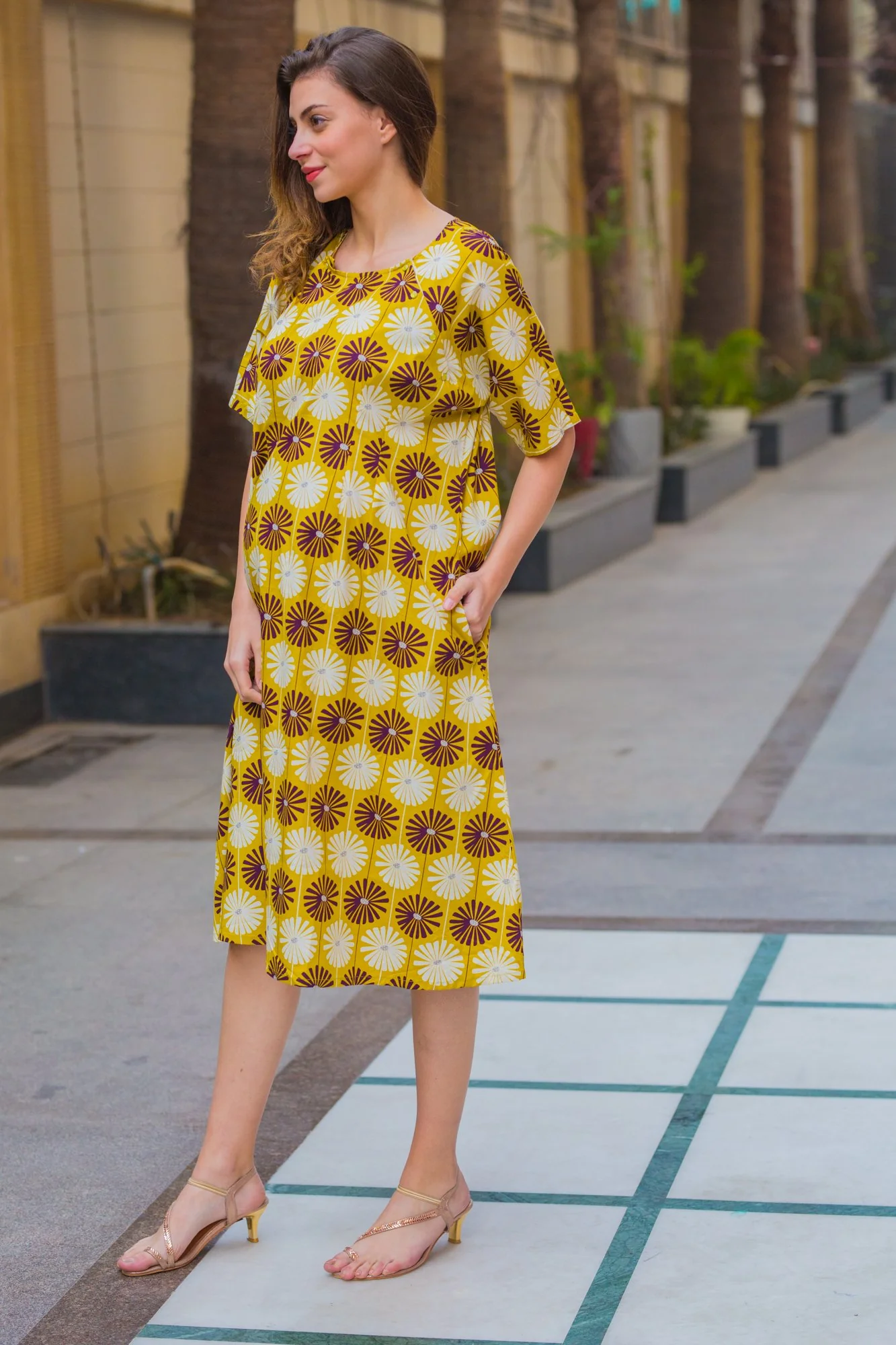 Marigold Shoulder Snap Maternity & Nursing Dress - Chenance