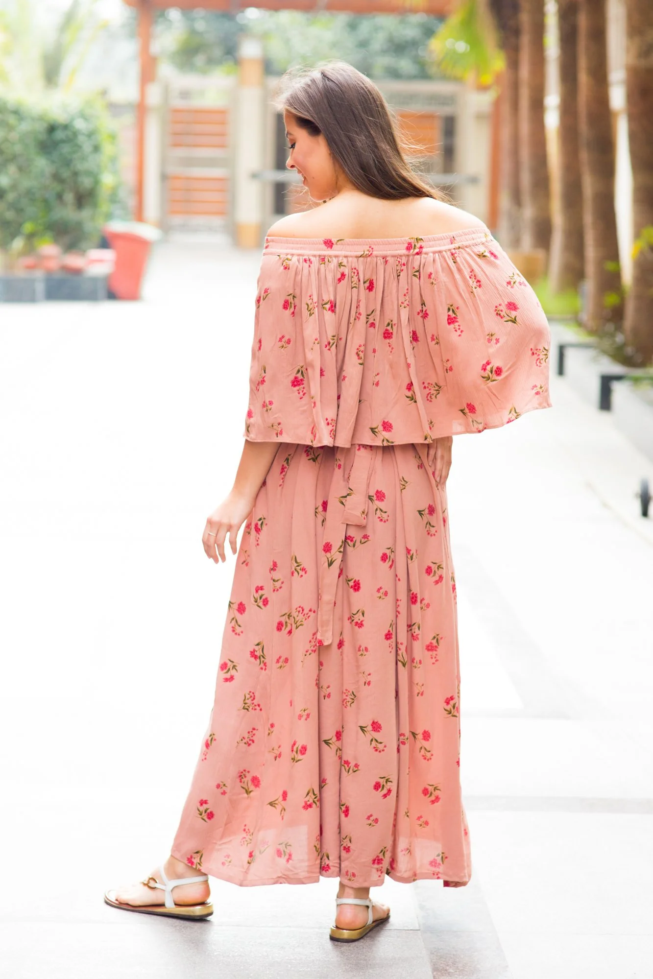 Honey Dew Blossom Off-Shoulder Maternity Maxi Dress - Chenance