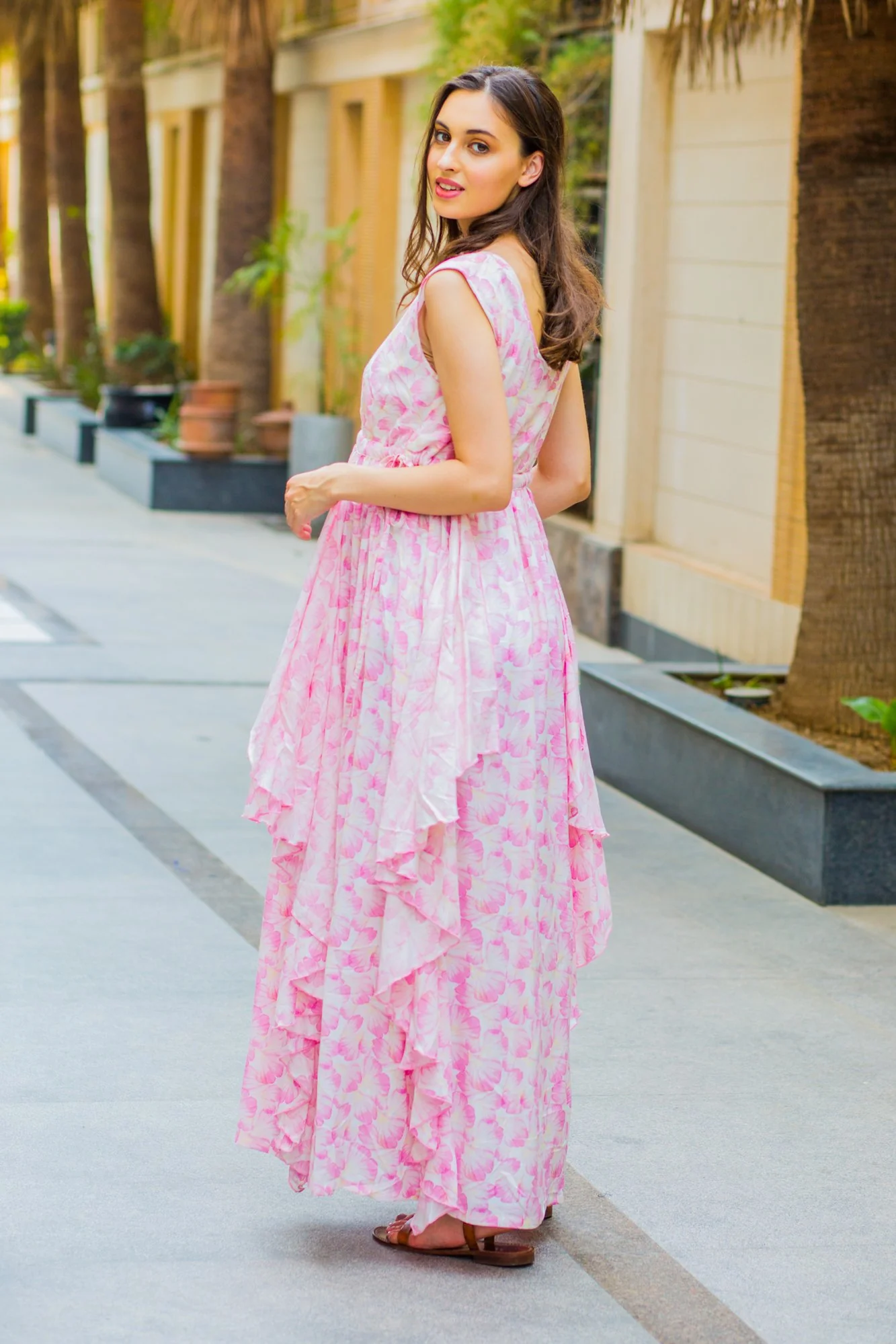 Serene Pink Blossom Flow Dress - Chenance