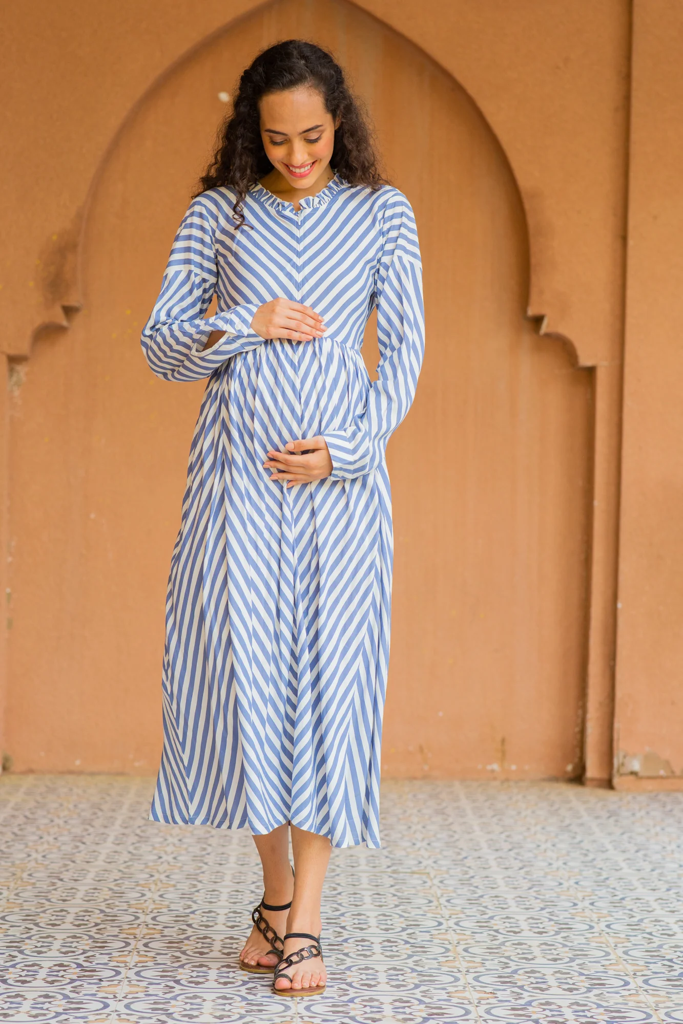 Spruce Classic Striped Maternity & Nursing Dress - Chenance