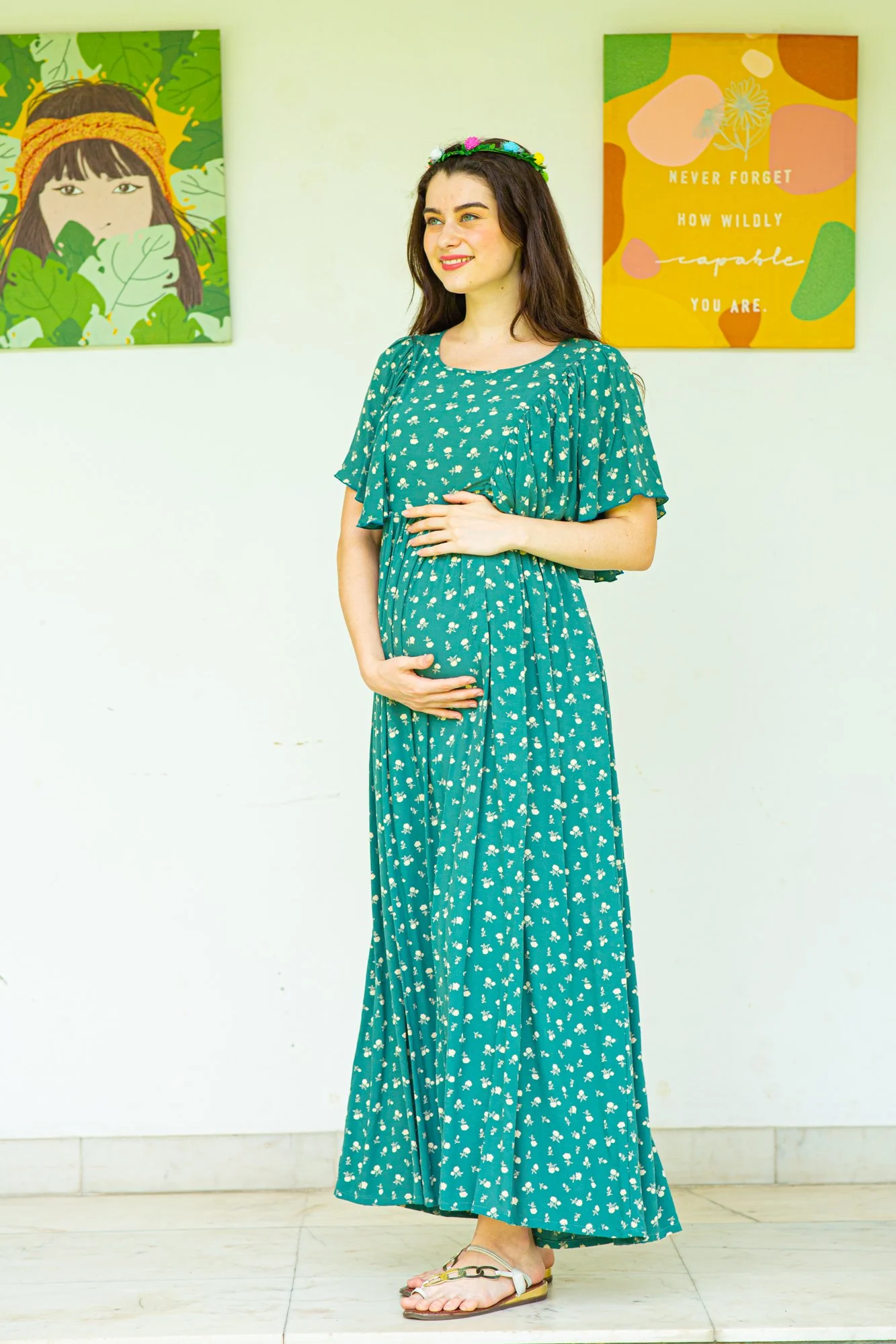 Emerald Berry Maternity & Nursing Flap Dress - Chenance