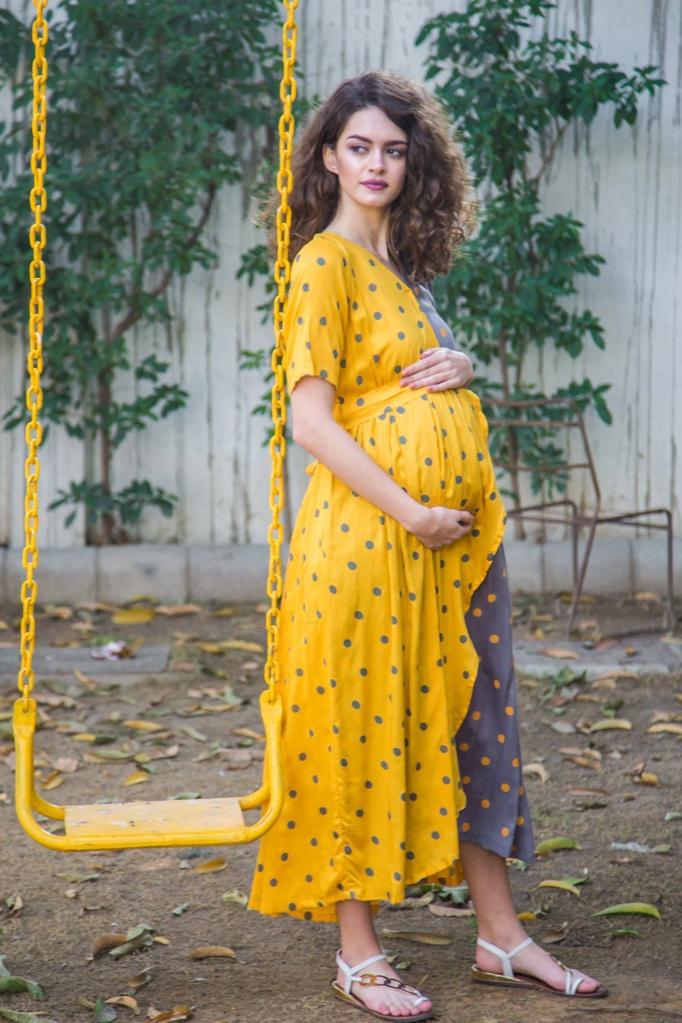 Peppy Polka Maternity & Nursing Wrap Dress - Chenance