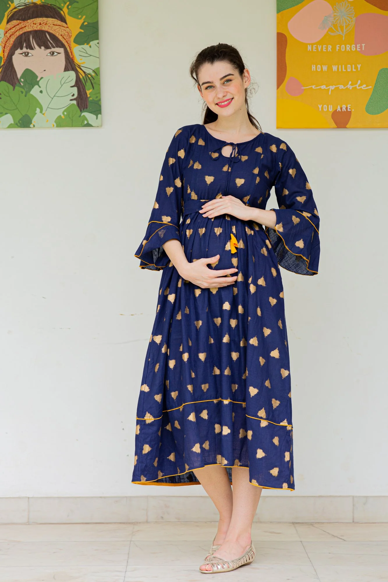 Cobalt Triangle Maternity & Nursing Kurta Dress - Chenance