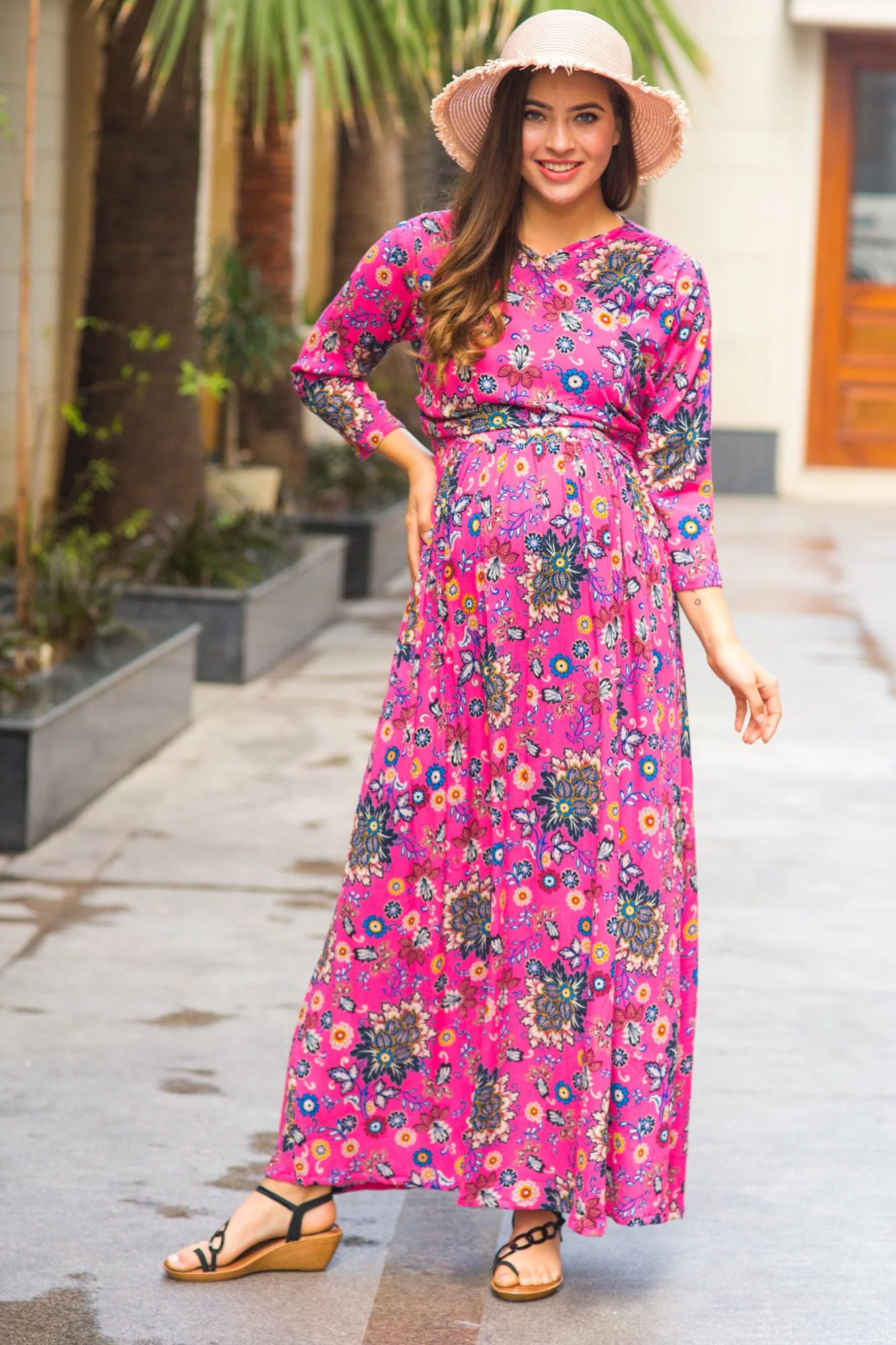 Taffy Pink Maternity & Nursing Wrap Dress - Chenance