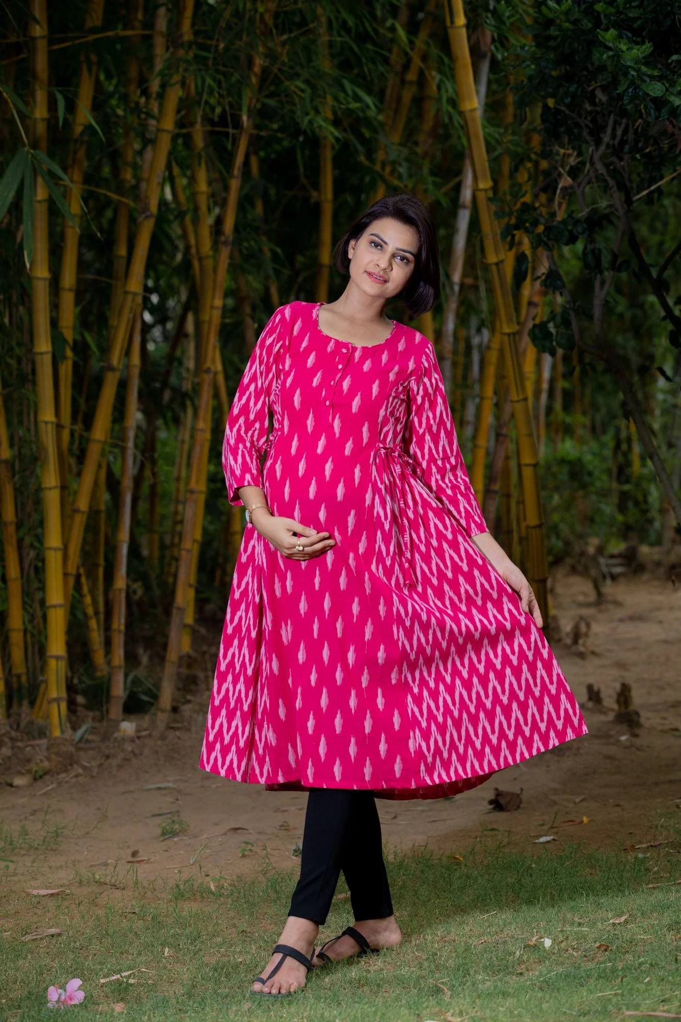 Rouge Ikat Maternity & Nursing Kurta - Chenance