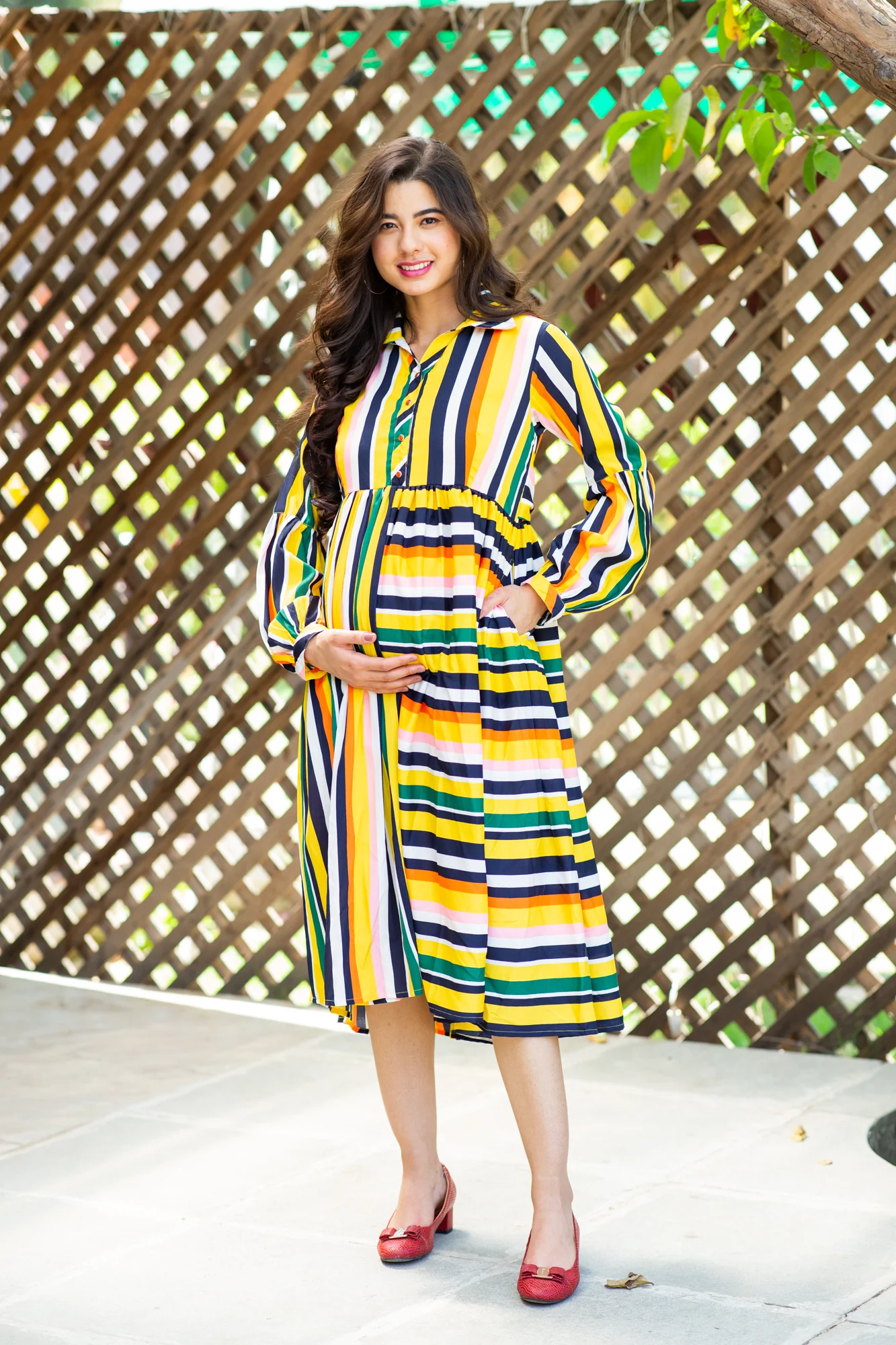 Merry Striped Maternity & Nursing Dress - Chenance