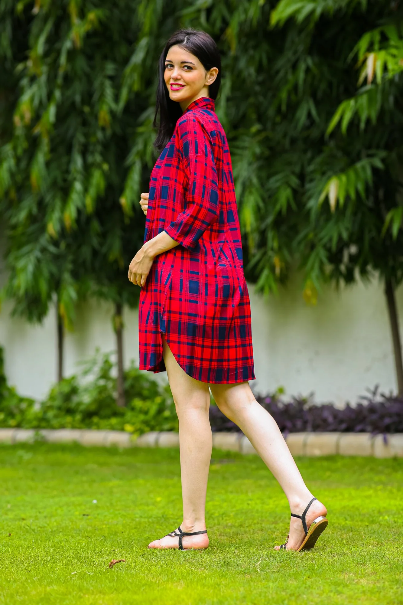 Merry Plaid Maternity & Nursing Shirt Dress - Chenance