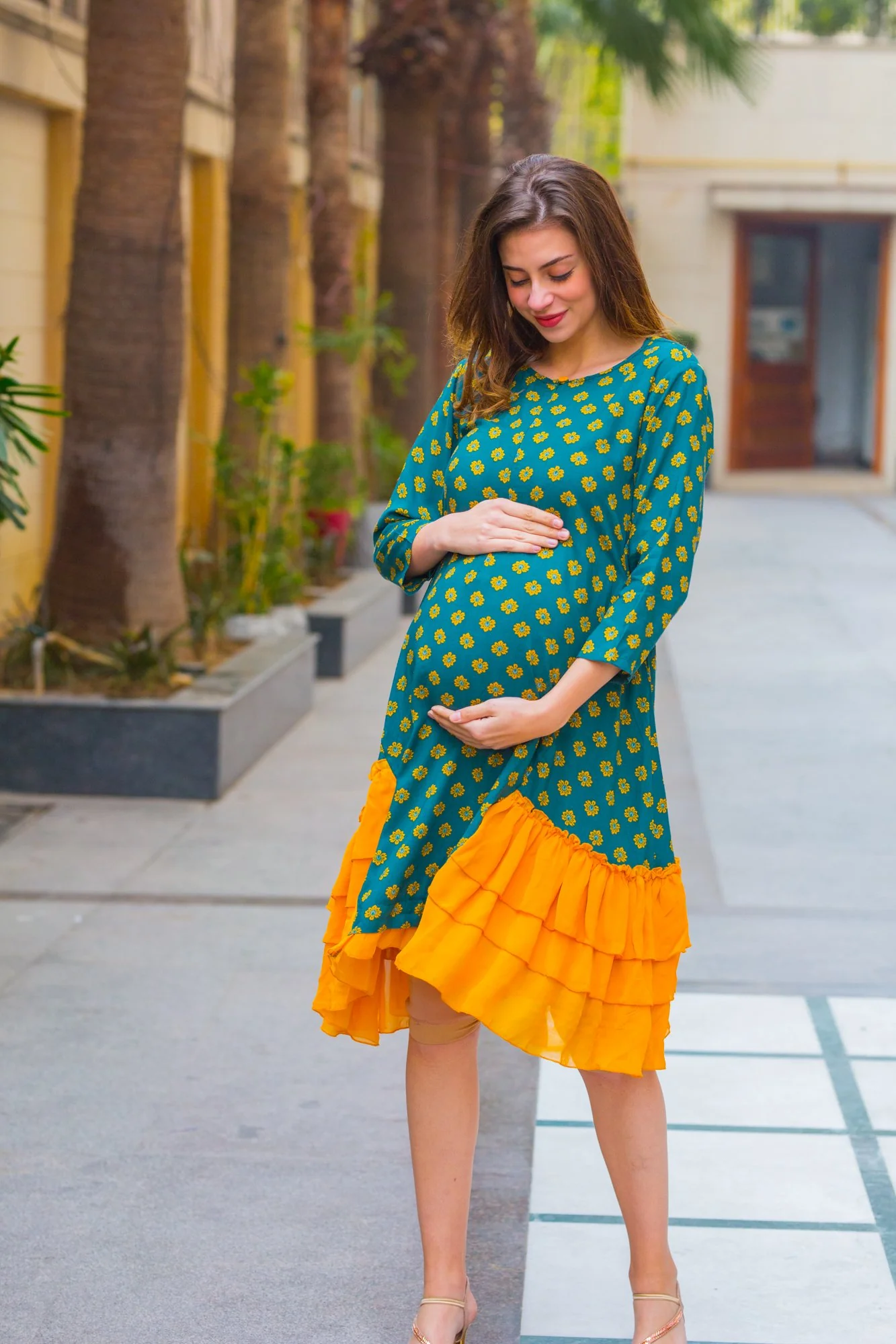 Forest Green Maternity & Nursing Dress - Chenance
