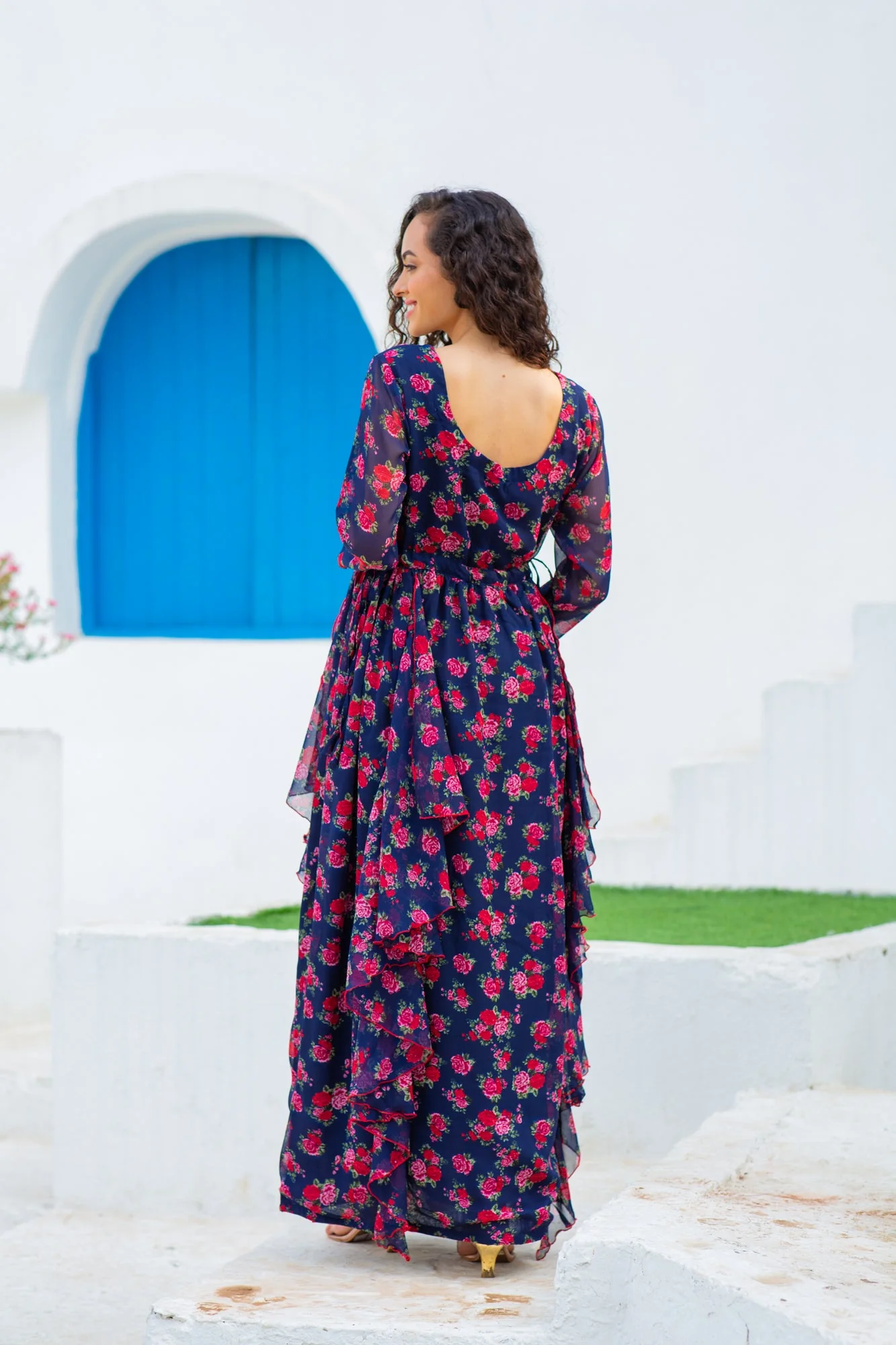 Pretty Lavender Floral Maternity & Nursing Flow Dress - Chenance