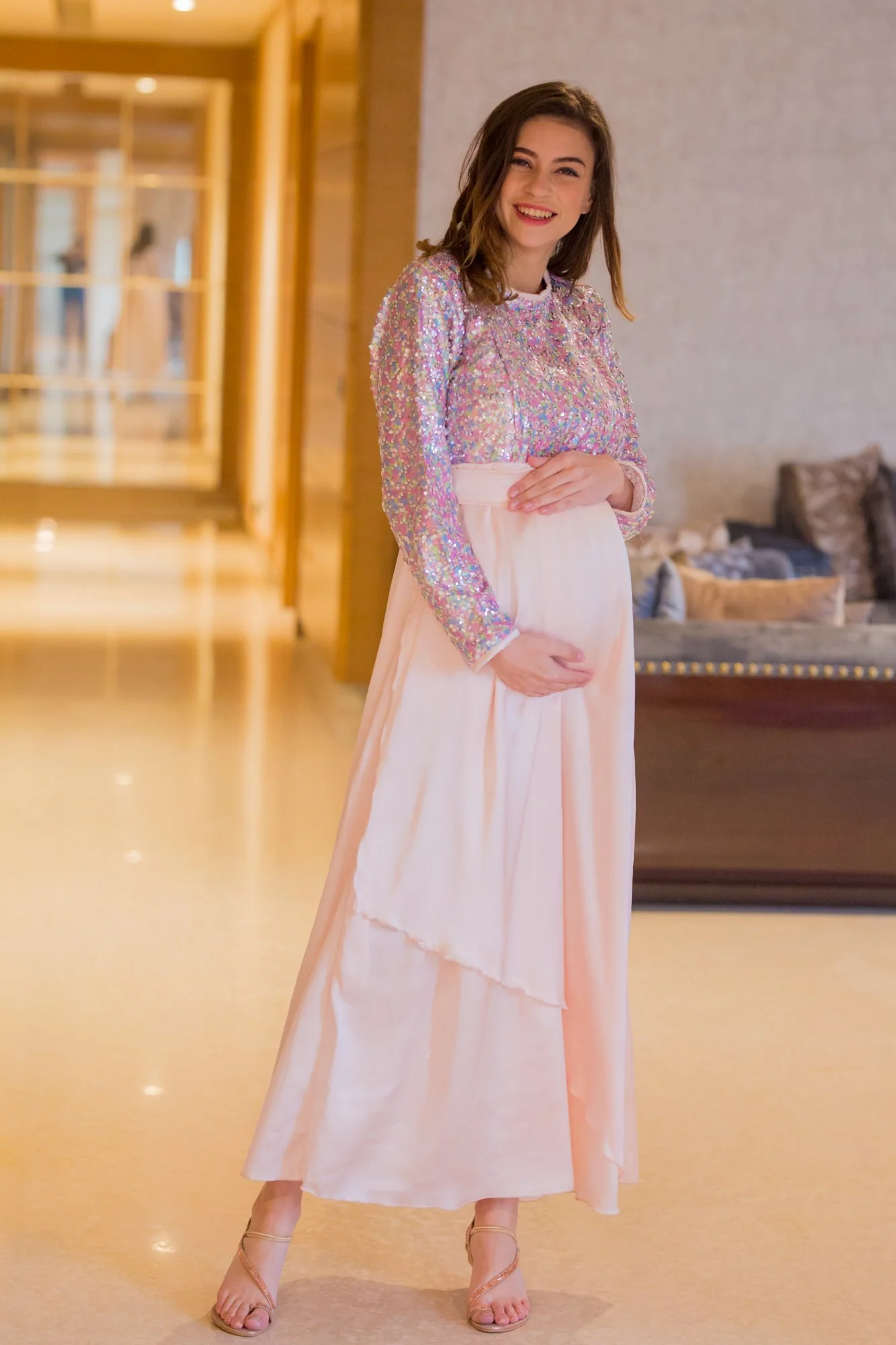 Peppy Sequin Maternity & Nursing Dress - Chenance