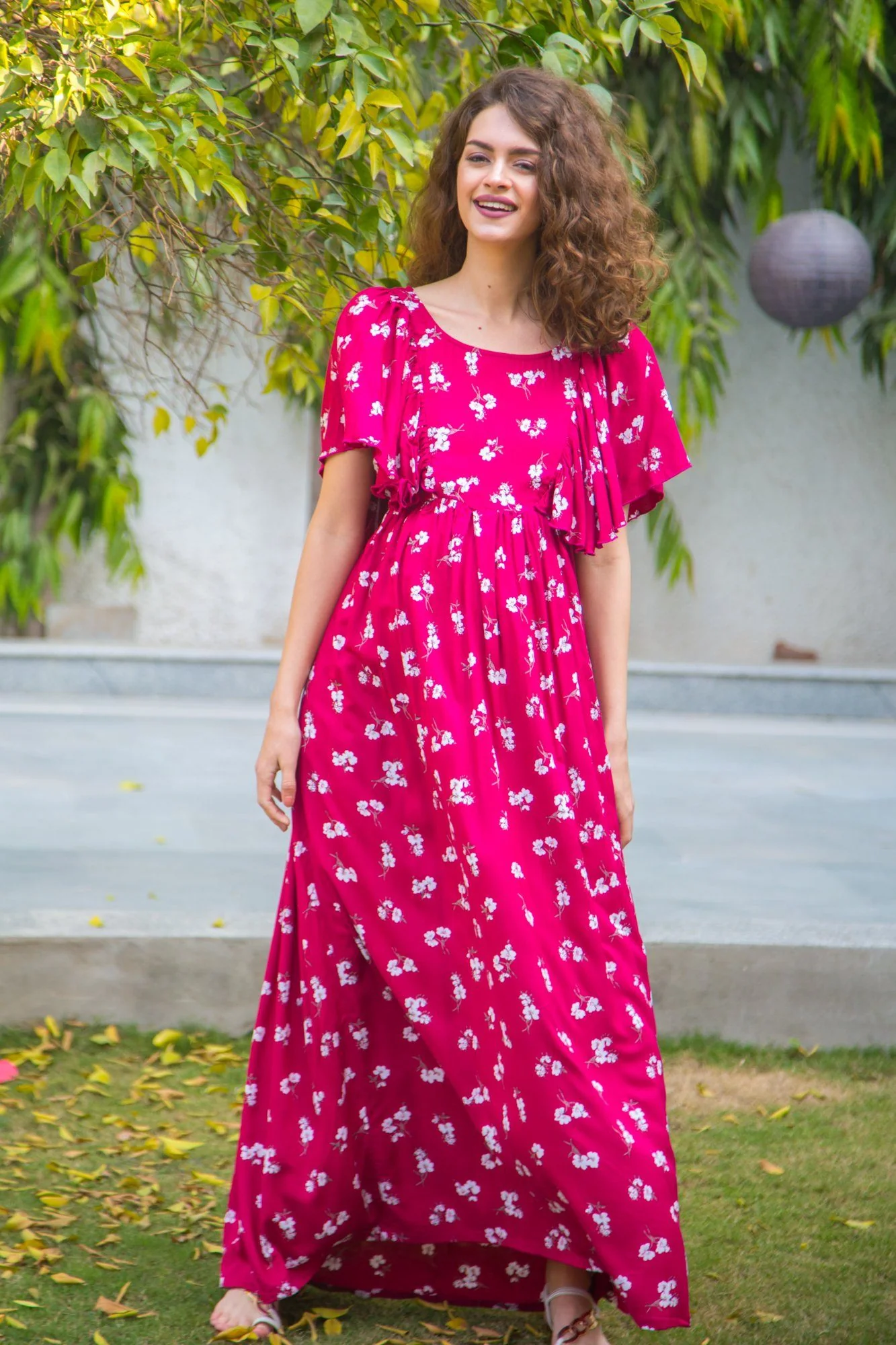 Persian Berry Maternity & Nursing Flap Dress - Chenance