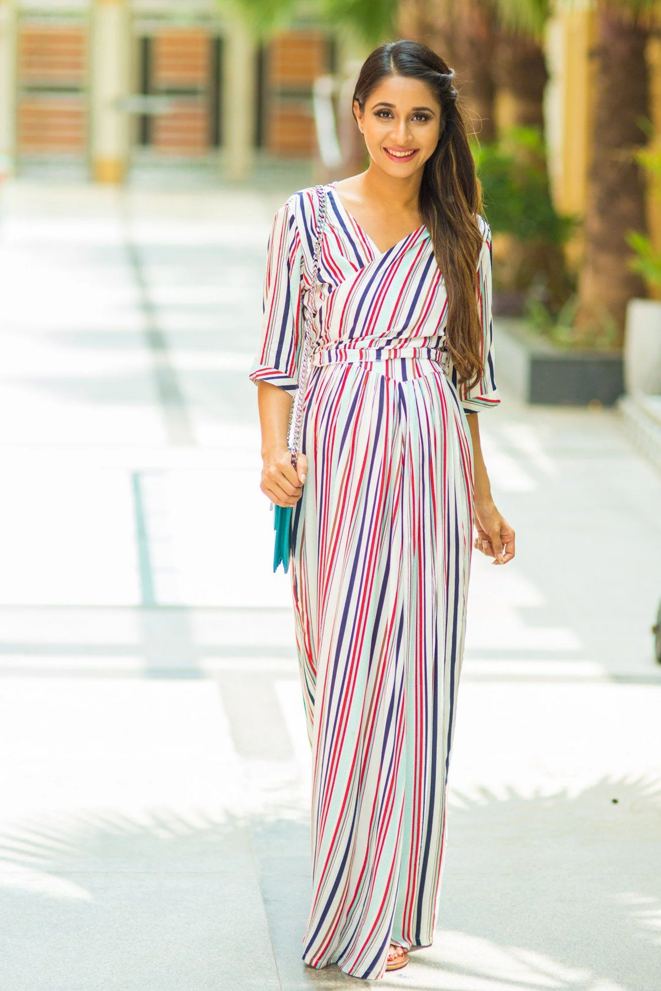 Striped Sleek Maternity & Nursing Wrap Dress - Chenance