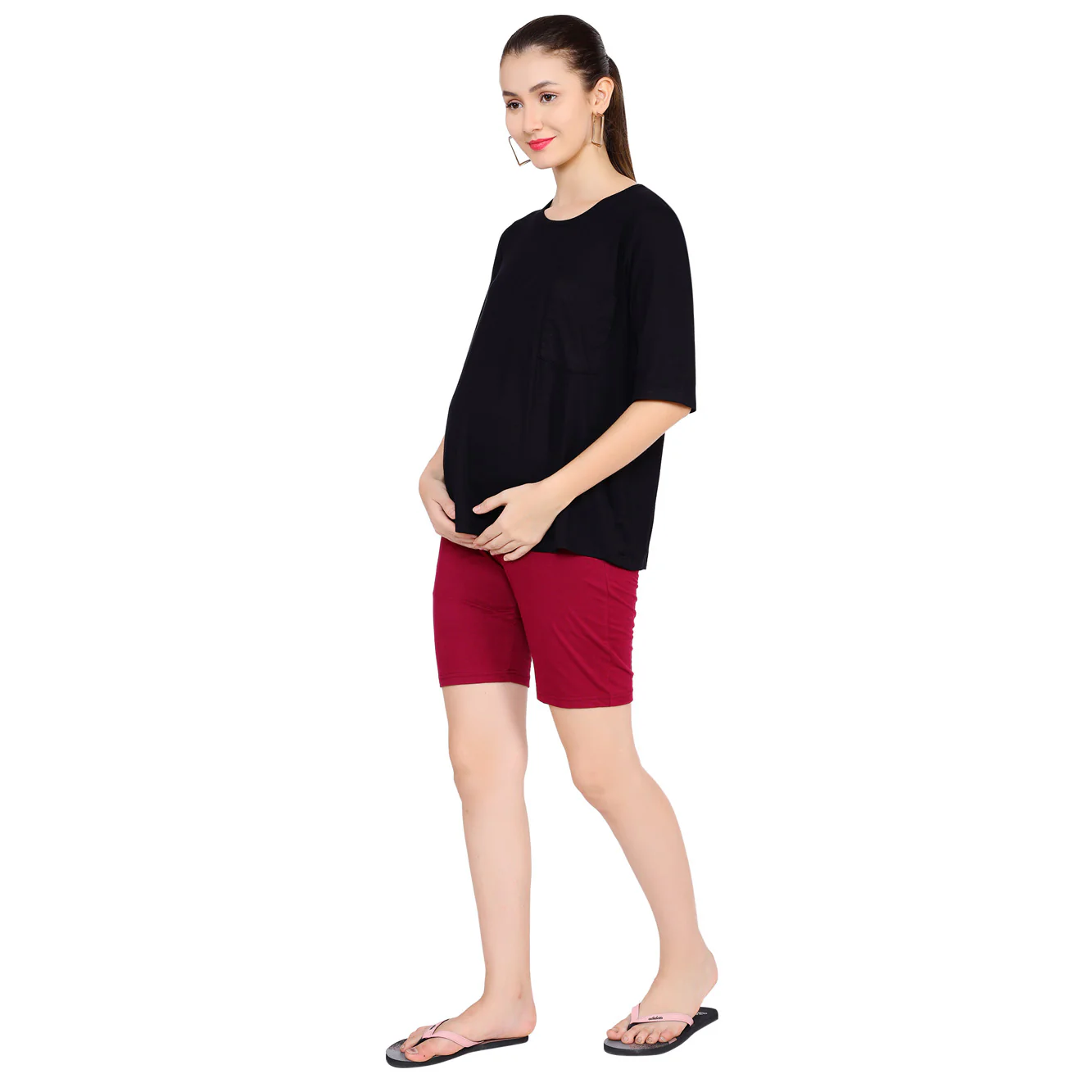 Soft Magenta Stretchable Maternity Shorts (VISCOSE LYCRA) - Chenance