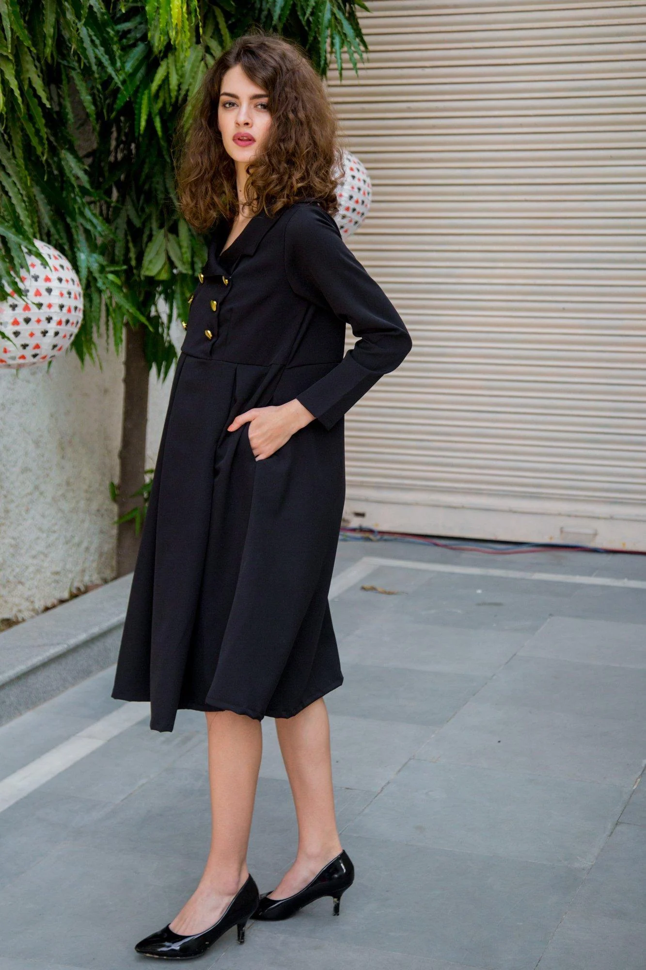 Royal Crepe Collared Nursing Dress - Chenance