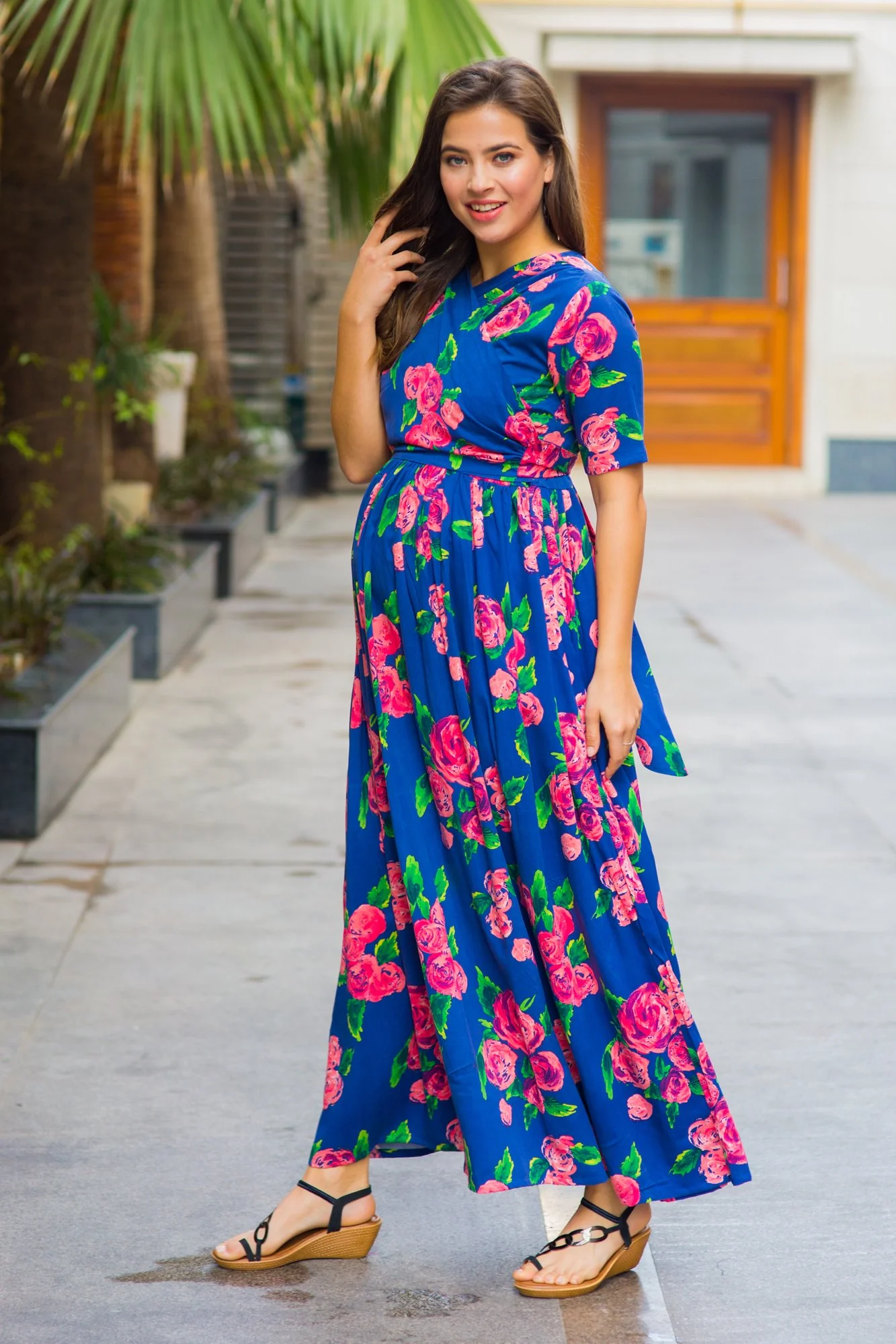 Rose Blossom Maternity & Nursing Wrap Dress - Chenance