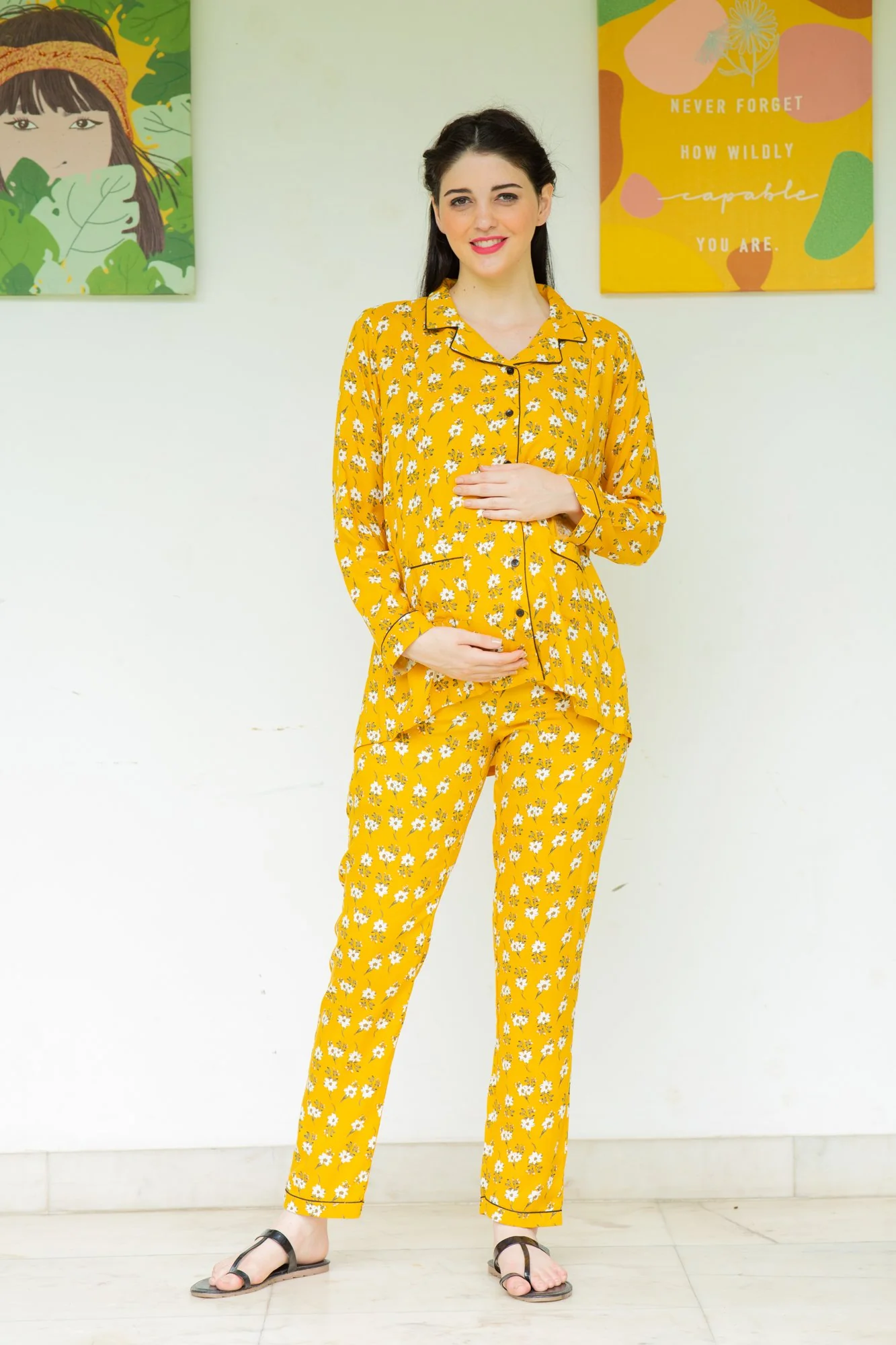Marigold Maternity & Nursing Night Suit Set - Chenance