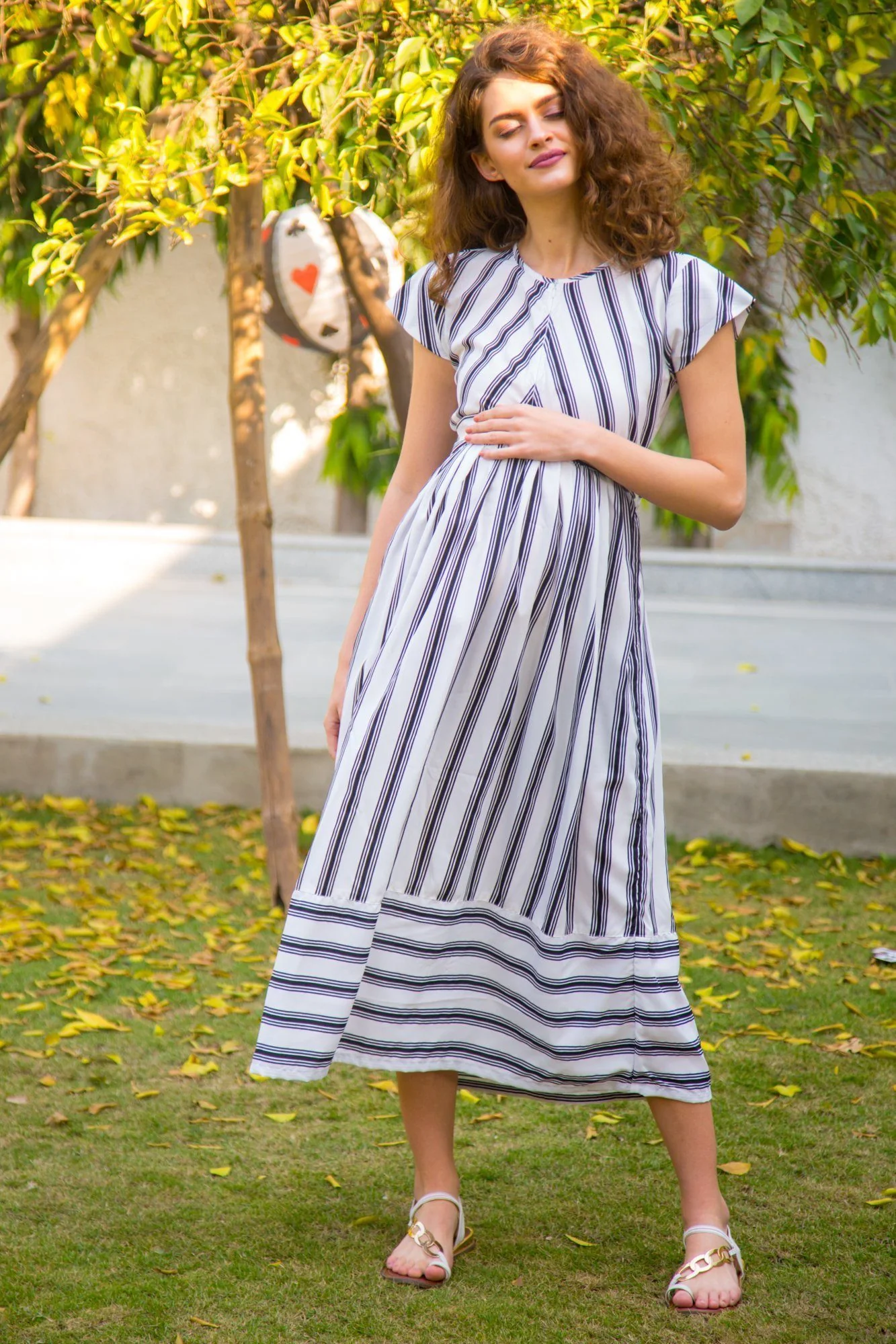 Muse Striped Maternity & Nursing Dress - Chenance