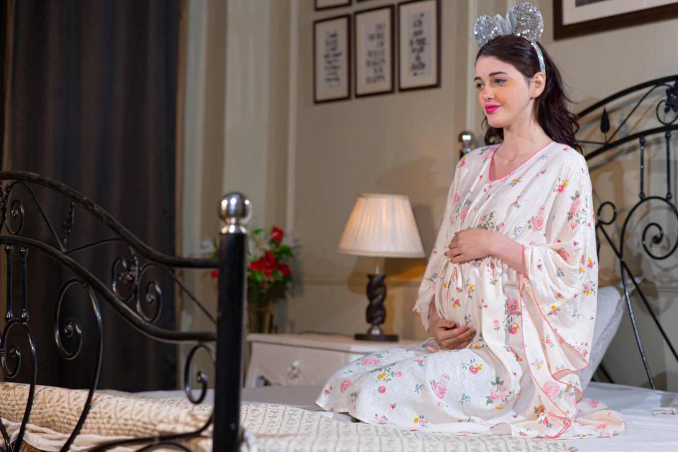 Angelic White Maternity & Nursing Kaftan Dress - Chenance